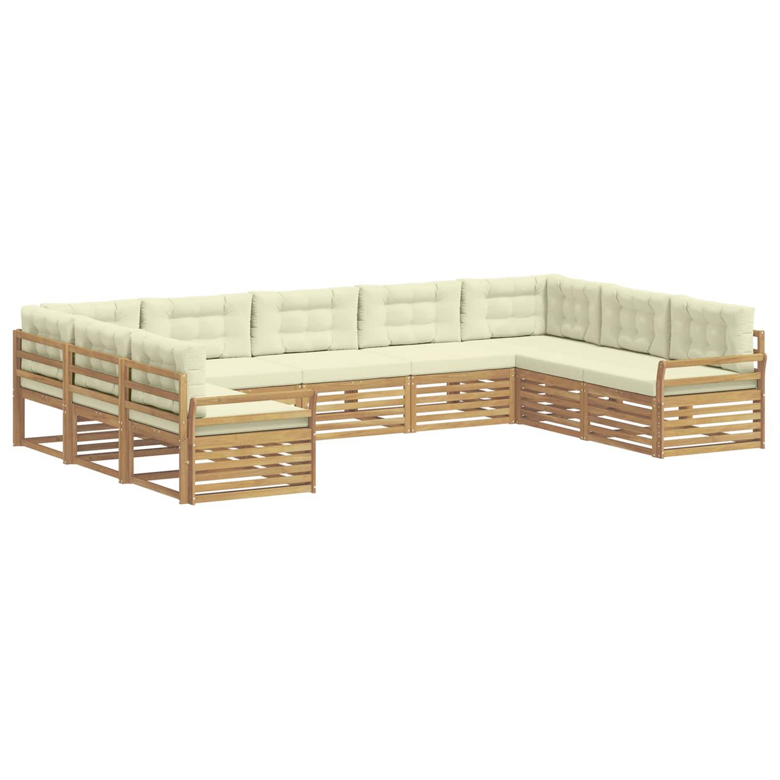 vidaXL Outdoor-Sofagarnitur 9 pcs Weiß und Creme Massivholz Akazie
