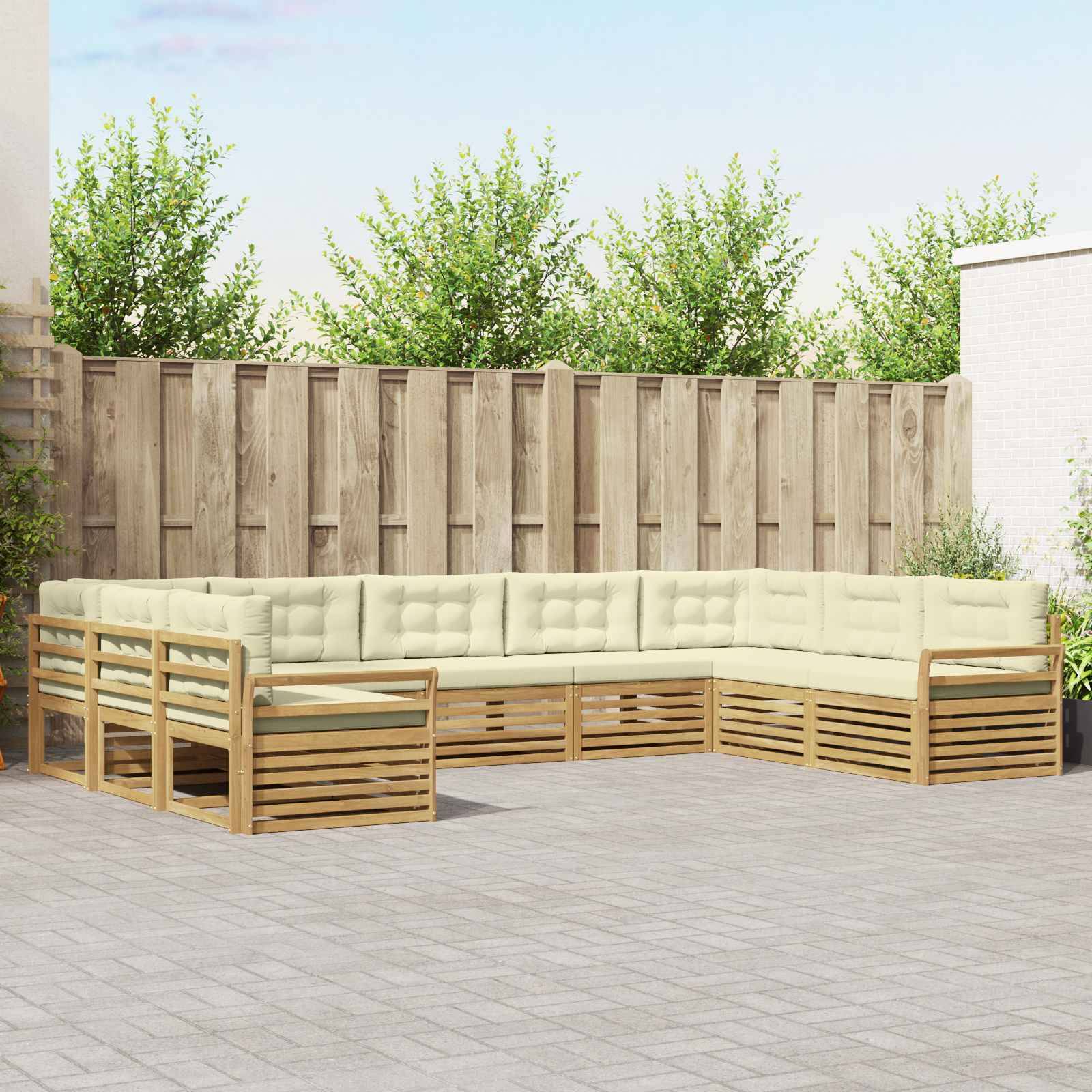 vidaXL Outdoor-Sofagarnitur 9 pcs Weiß und Creme Massivholz Akazie