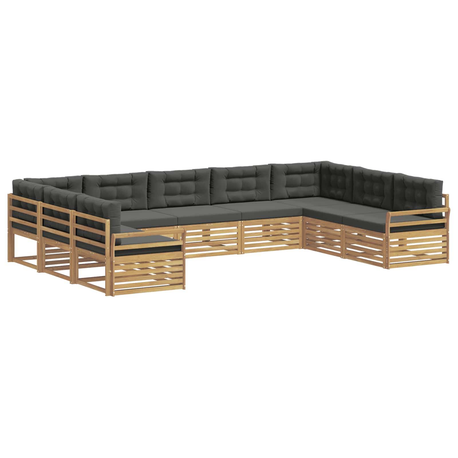 vidaXL Outdoor-Sofagarnitur 9 pcs Weiß und Anthrazit Massivholz Akazie