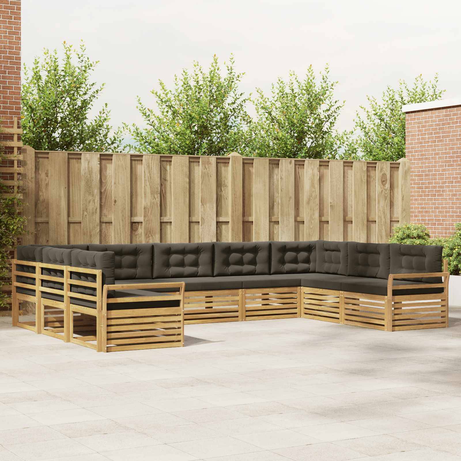 vidaXL Outdoor-Sofagarnitur 9 pcs Weiß und Anthrazit Massivholz Akazie