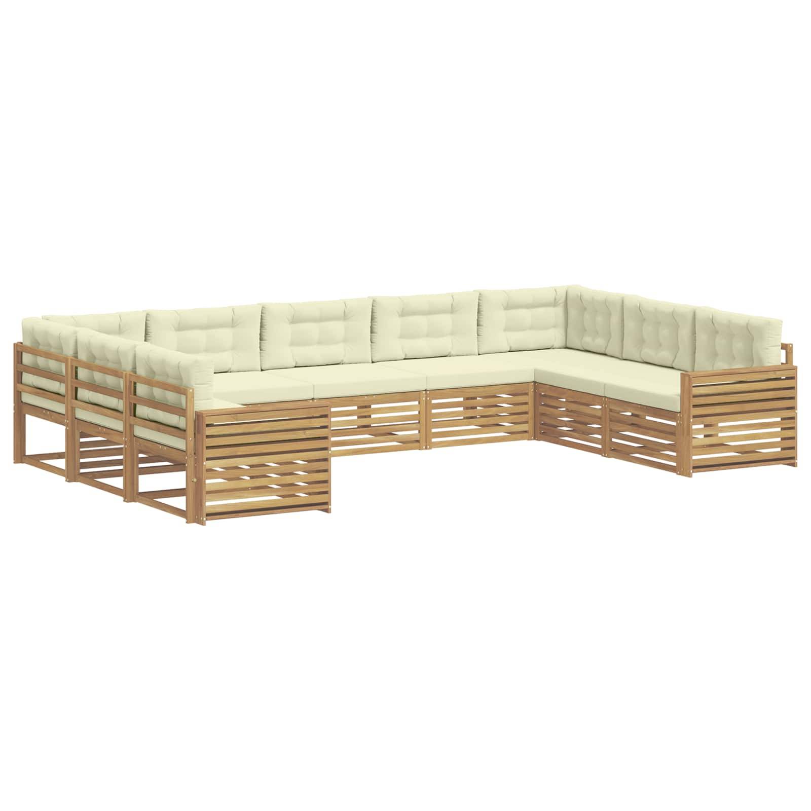 vidaXL Outdoor-Sofagarnitur 9 pcs Weiß und Creme Massivholz Akazie