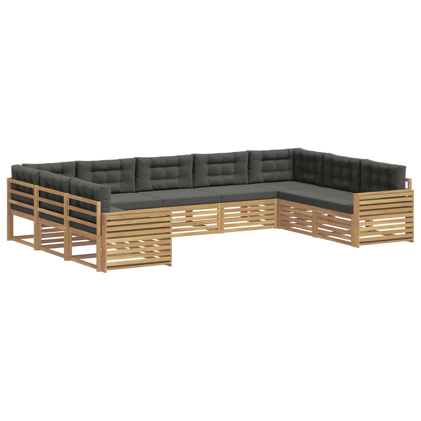vidaXL Outdoor-Sofagarnitur 9 pcs Weiß und Anthrazit Massivholz Akazie