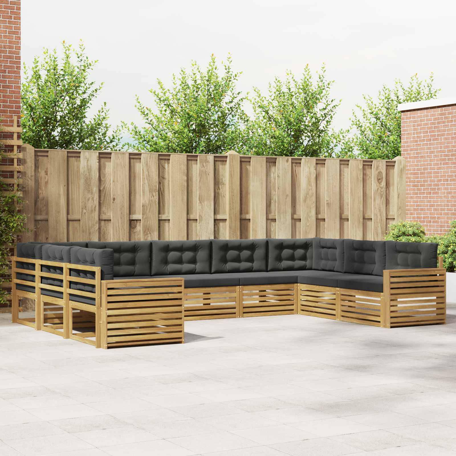 vidaXL Outdoor-Sofagarnitur 9 pcs Weiß und Anthrazit Massivholz Akazie