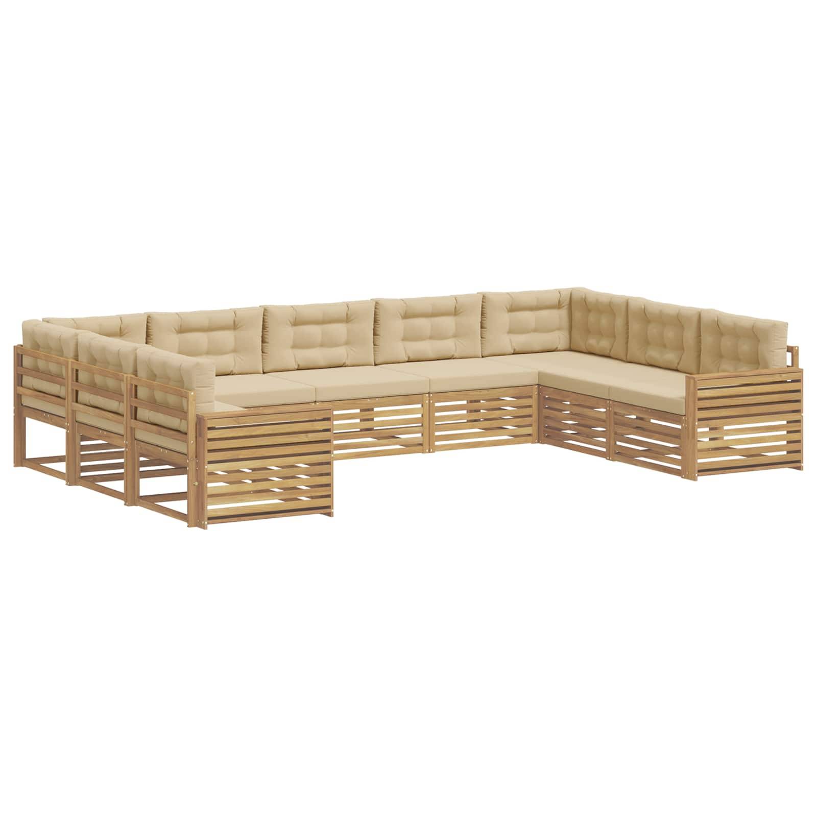 vidaXL Outdoor-Sofagarnitur 9 pcs Weiß und Beige Massivholz Akazie
