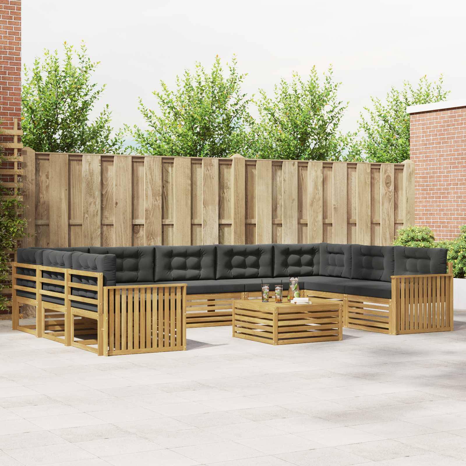 vidaXL Outdoor-Sofagarnitur 10 pcs Weiß und Anthrazit