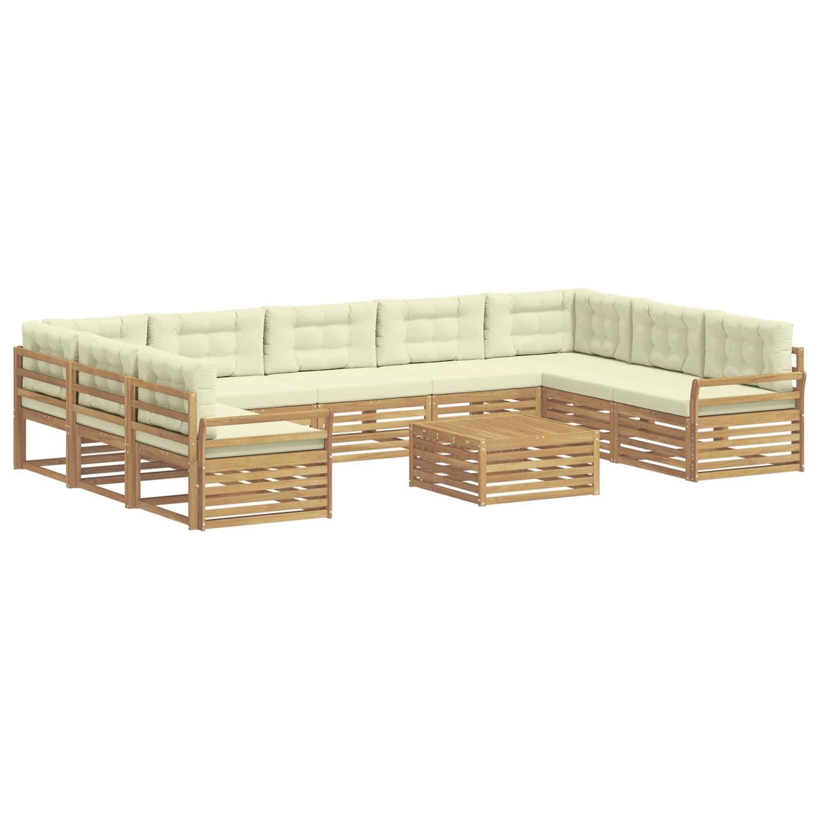 vidaXL Outdoor-Sofagarnitur 10 pcs Weiß und Creme Massivholz Akazie