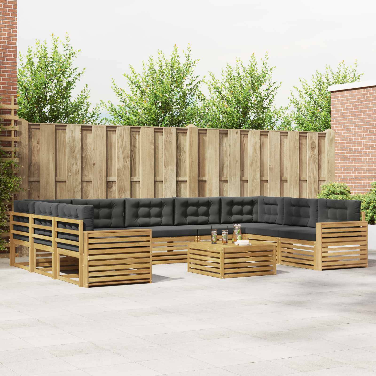 vidaXL Outdoor-Sofagarnitur 10 pcs Weiß und Anthrazit