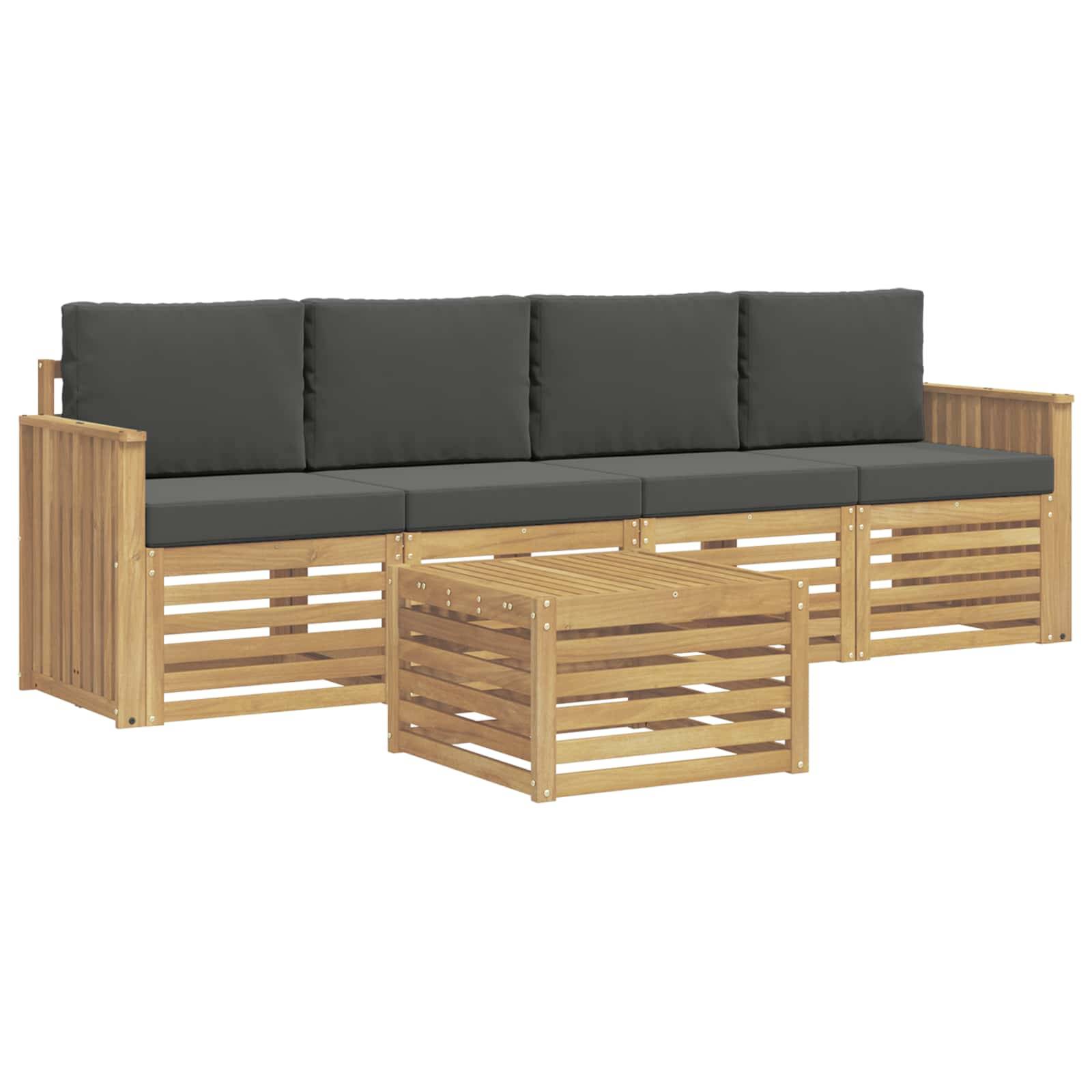 vidaXL Outdoor-Sofagarnitur 5 pcs Weiß und Anthrazit Polyester
