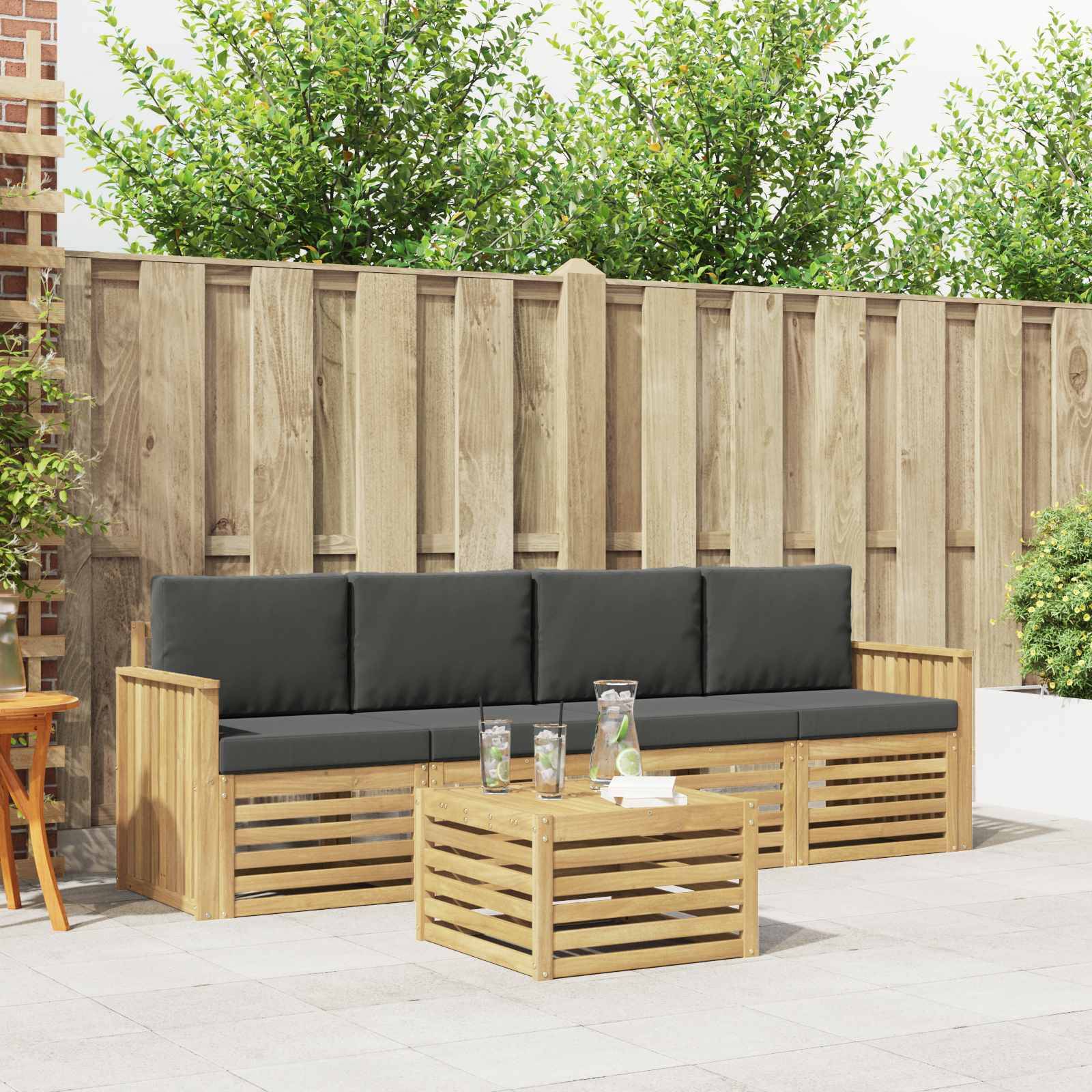vidaXL Outdoor-Sofagarnitur 5 pcs Weiß und Anthrazit Polyester