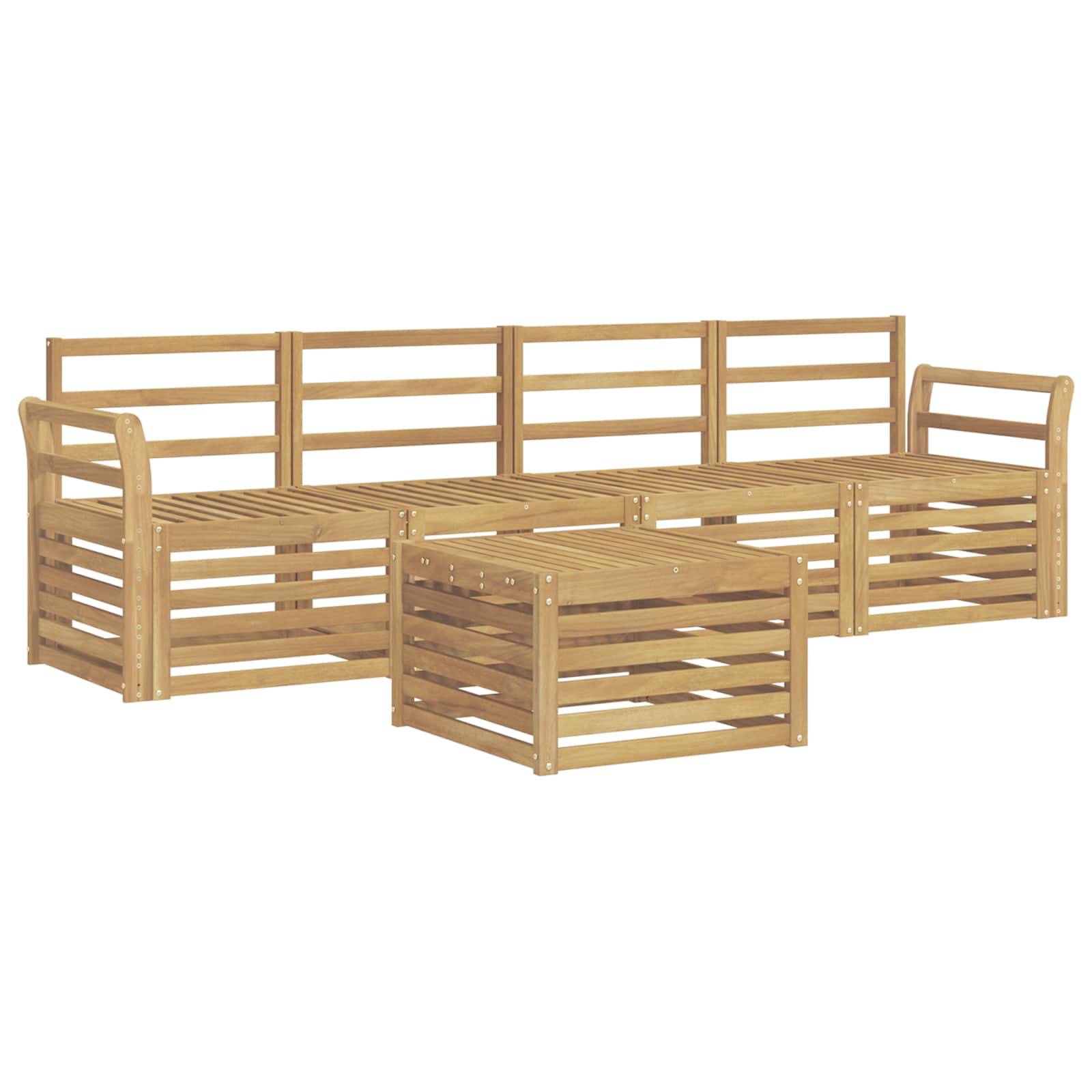 vidaXL Outdoor-Sofagarnitur 5 pcs Weiß Massivholz Akazie