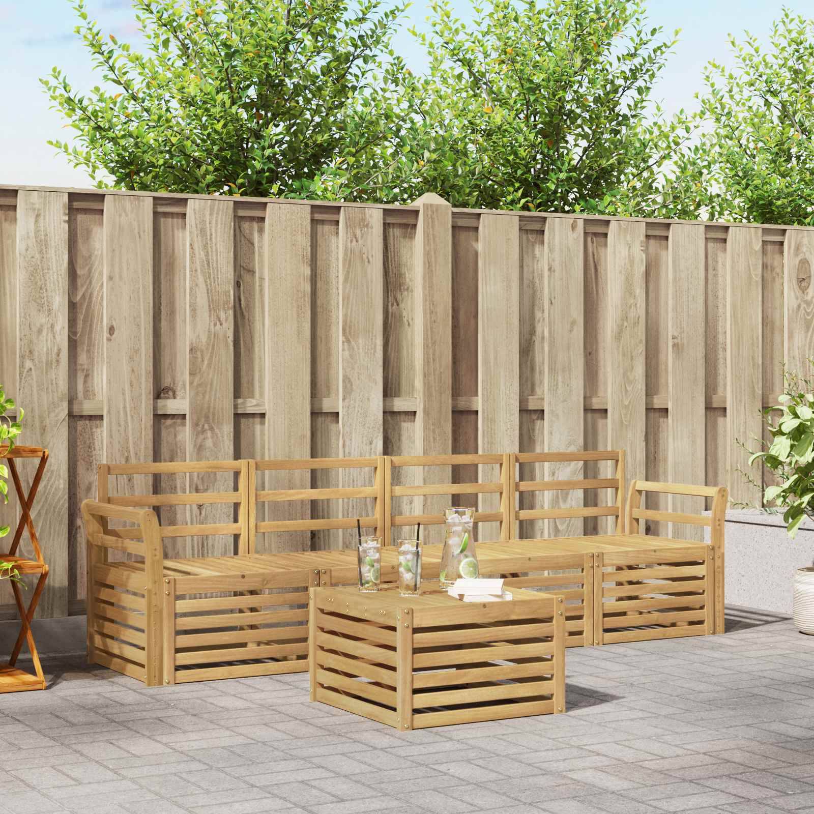 vidaXL Outdoor-Sofagarnitur 5 pcs Weiß Massivholz Akazie
