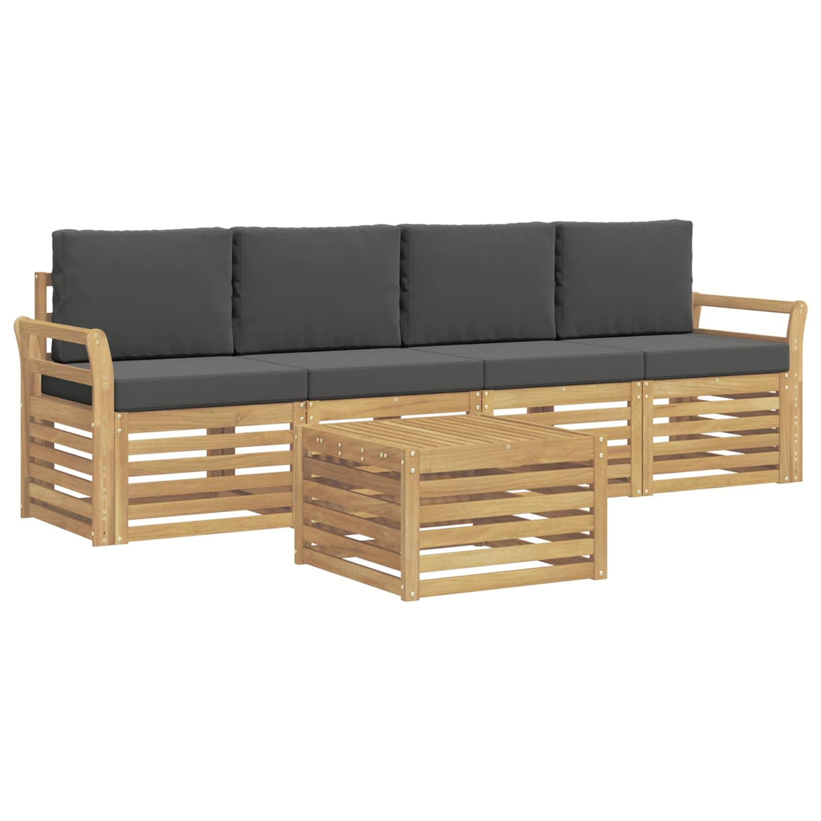 vidaXL Outdoor-Sofagarnitur 5 pcs Weiß und Anthrazit Polyester