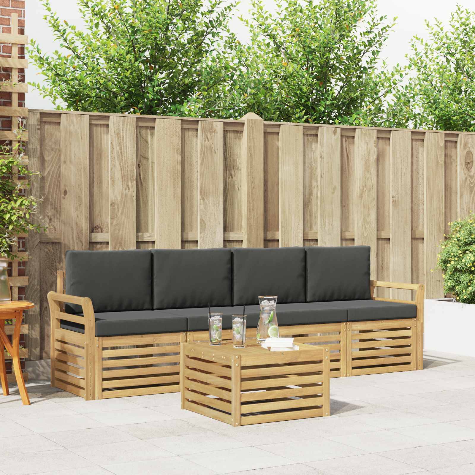vidaXL Outdoor-Sofagarnitur 5 pcs Weiß und Anthrazit Polyester
