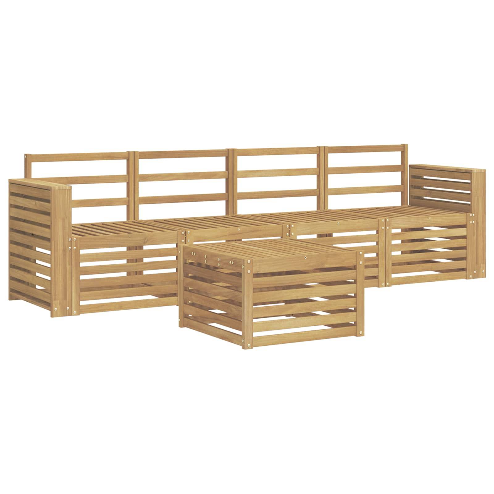 vidaXL Outdoor-Sofagarnitur 5 pcs Weiß Massivholz Akazie