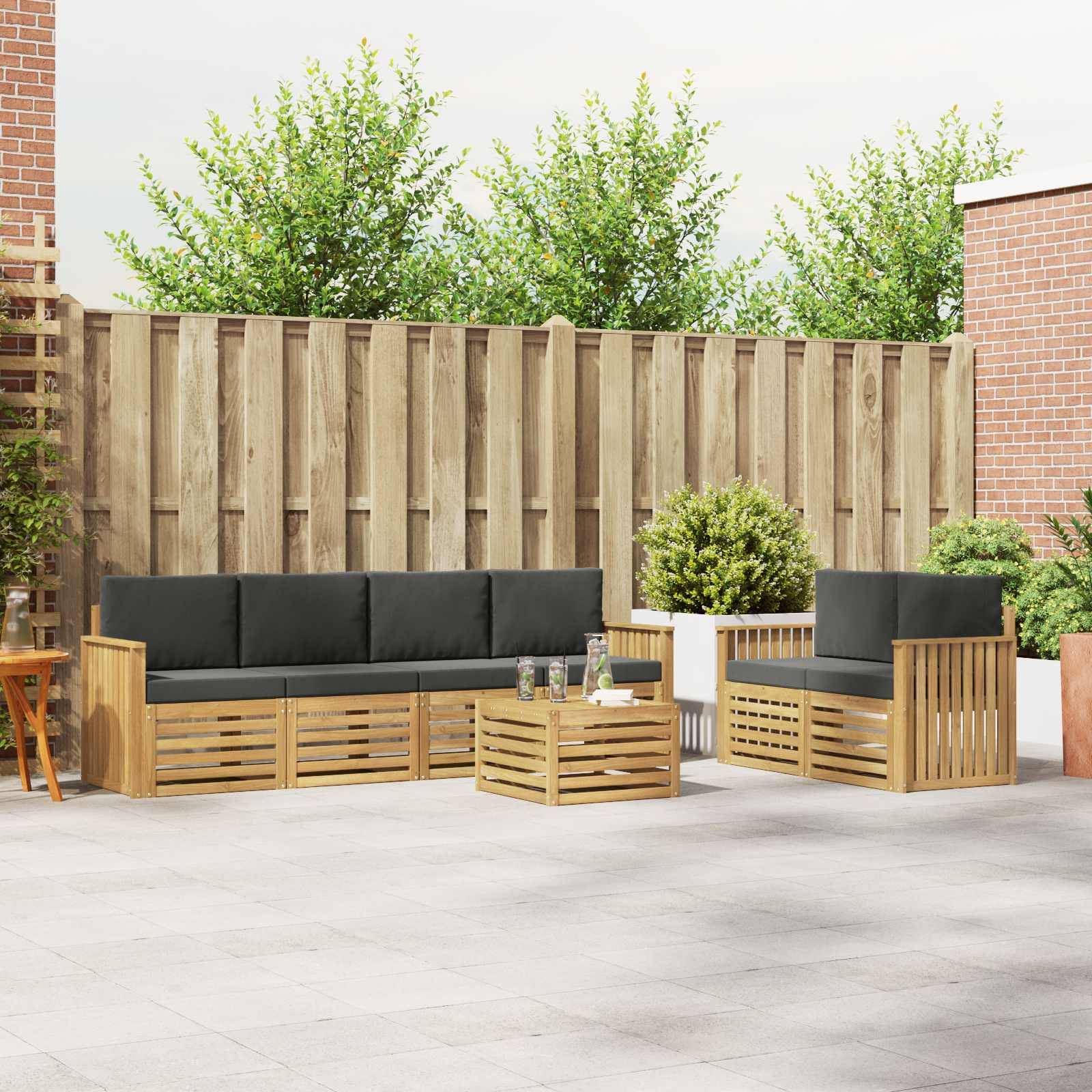 vidaXL Outdoor-Sofagarnitur 7 pcs Weiß und Anthrazit Polyester