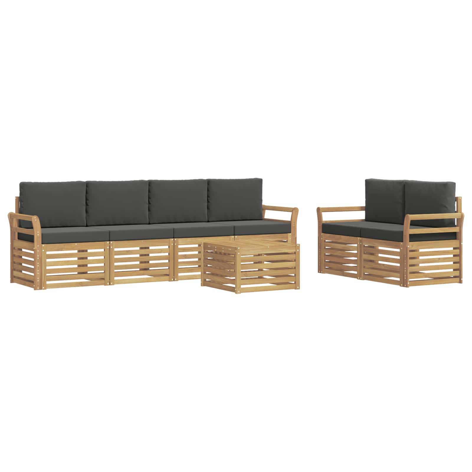 vidaXL Outdoor-Sofagarnitur 7 pcs Weiß und Anthrazit Polyester