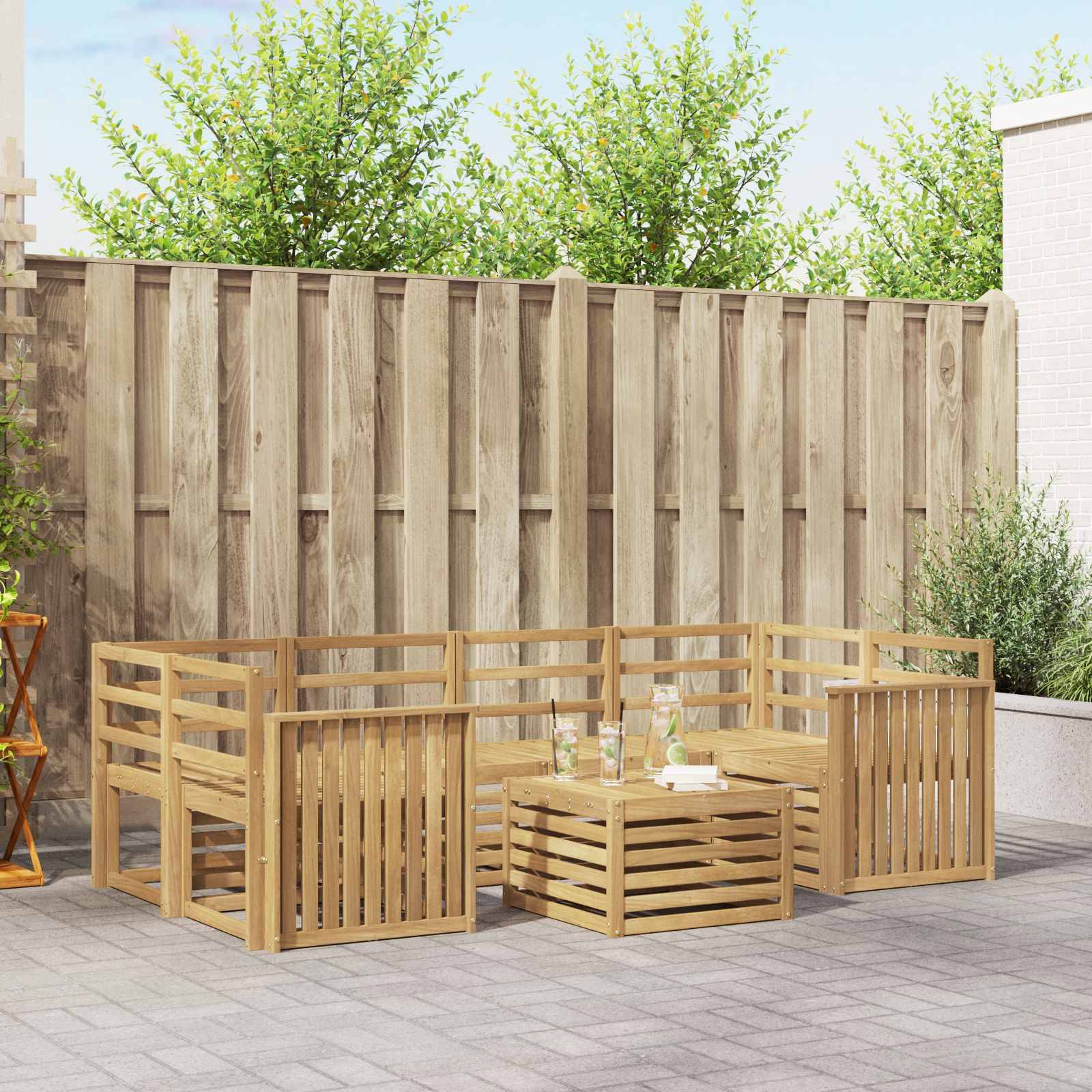 vidaXL Outdoor-Sofagarnitur 7 pcs Weiß Massivholz Akazie