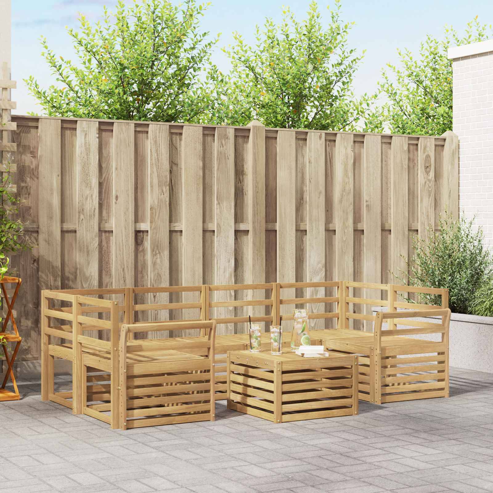 vidaXL Outdoor-Sofagarnitur 7 pcs Weiß Massivholz Akazie