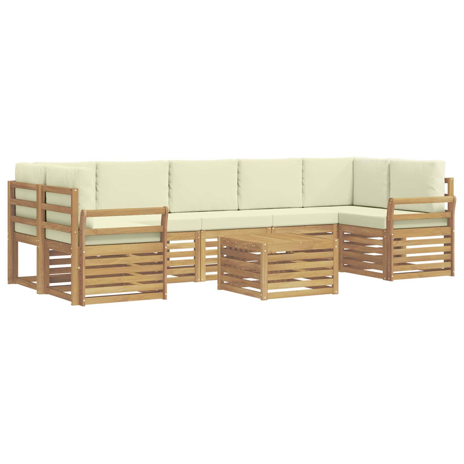 vidaXL Outdoor-Sofagarnitur mit Kissen 8 pcs Weiß und Creme Polyester