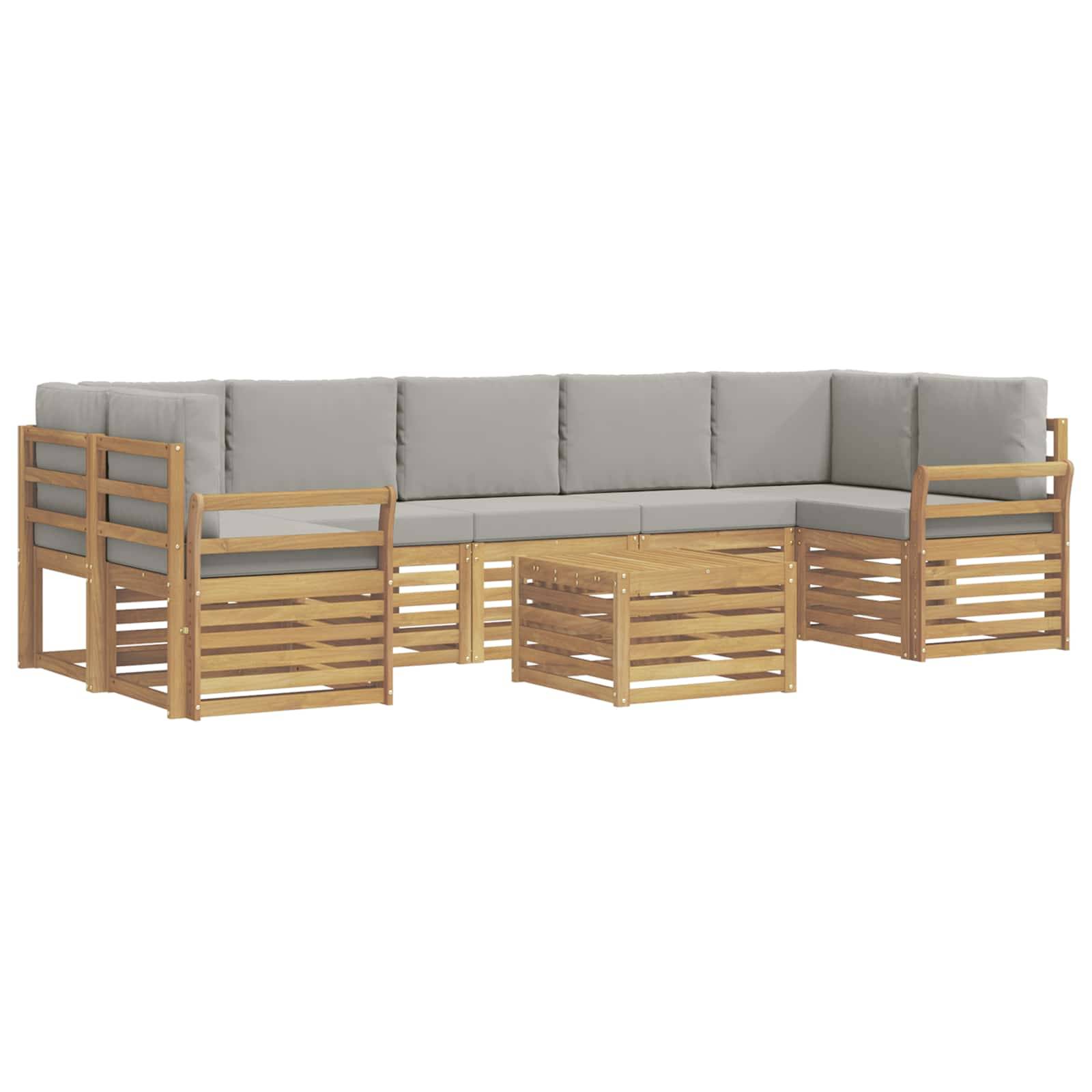 vidaXL Outdoor-Sofagarnitur 8 pcs Weiß und Hellgrau Polyester