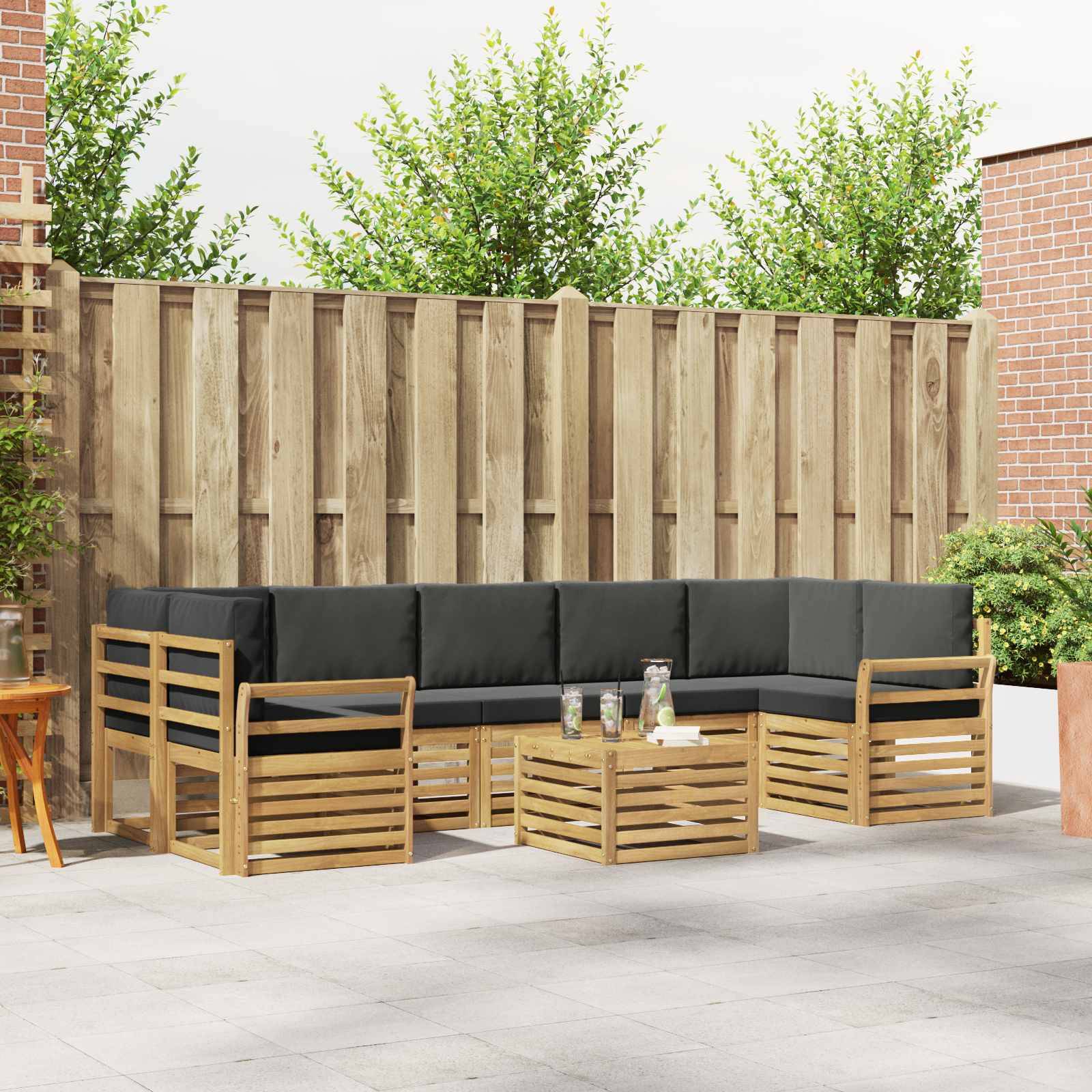vidaXL Outdoor-Sofagarnitur 8 pcs Weiß und Anthrazit Polyester