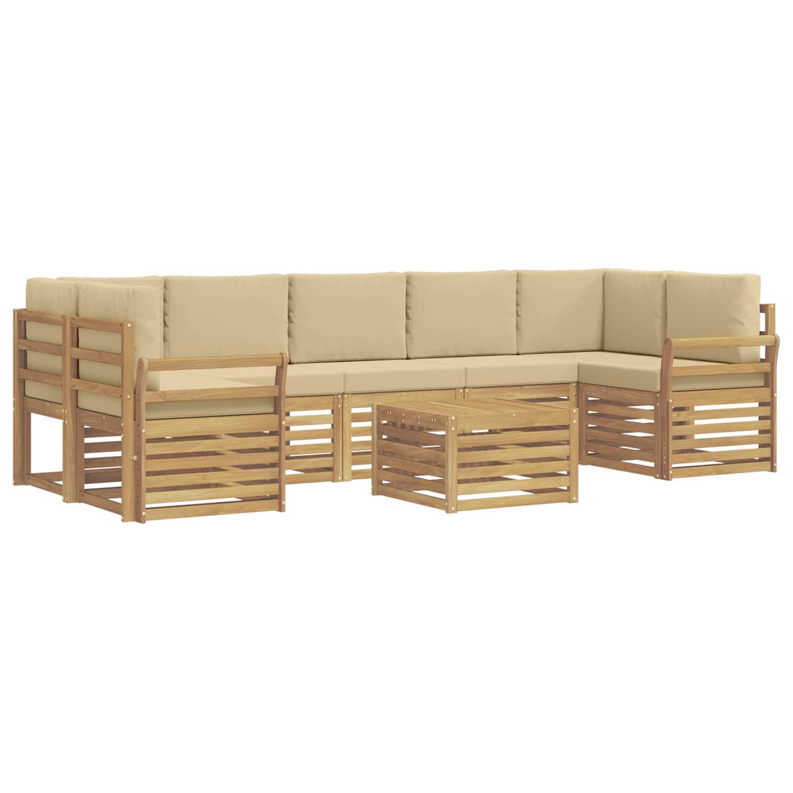 vidaXL Outdoor-Sofagarnitur mit Kissen 8 pcs Weiß und Beige Polyester