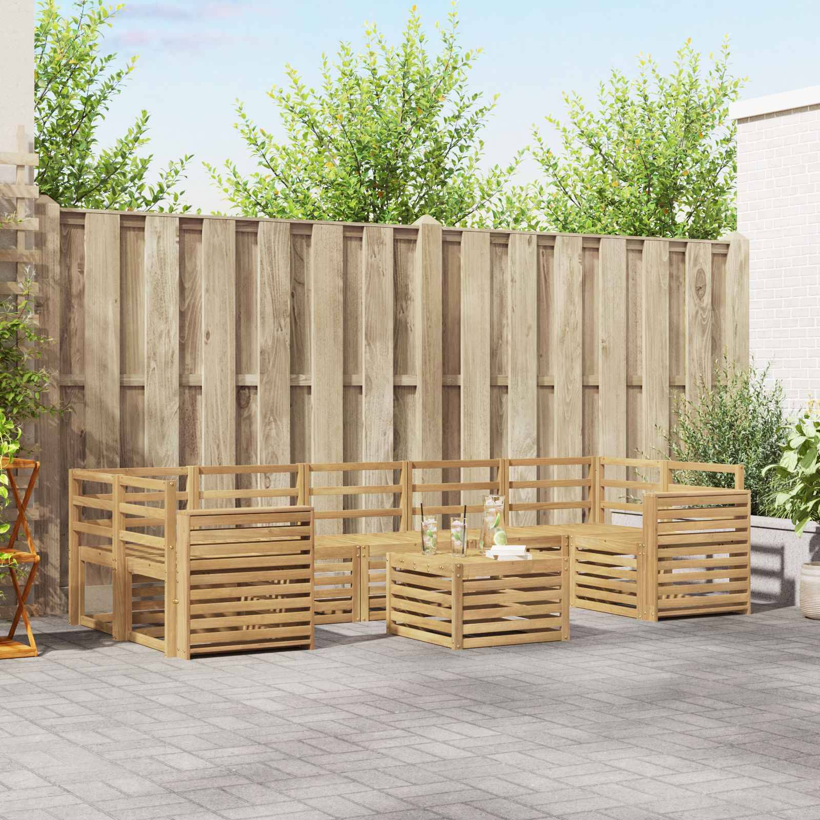 vidaXL Outdoor-Sofagarnitur 8 pcs Weiß Massivholz Akazie