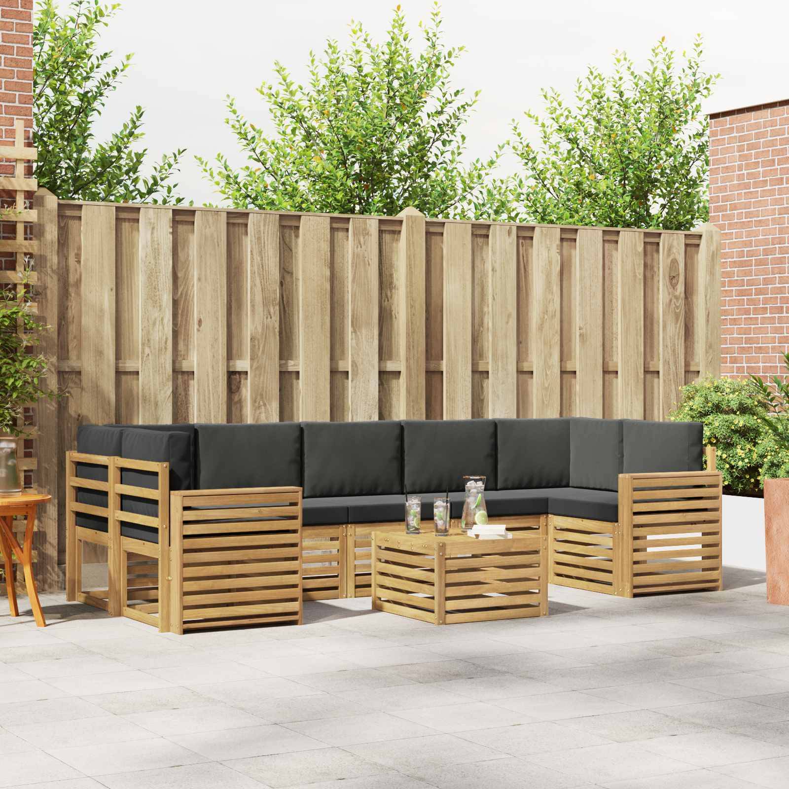 vidaXL Outdoor-Sofagarnitur 8 pcs Weiß und Anthrazit Polyester