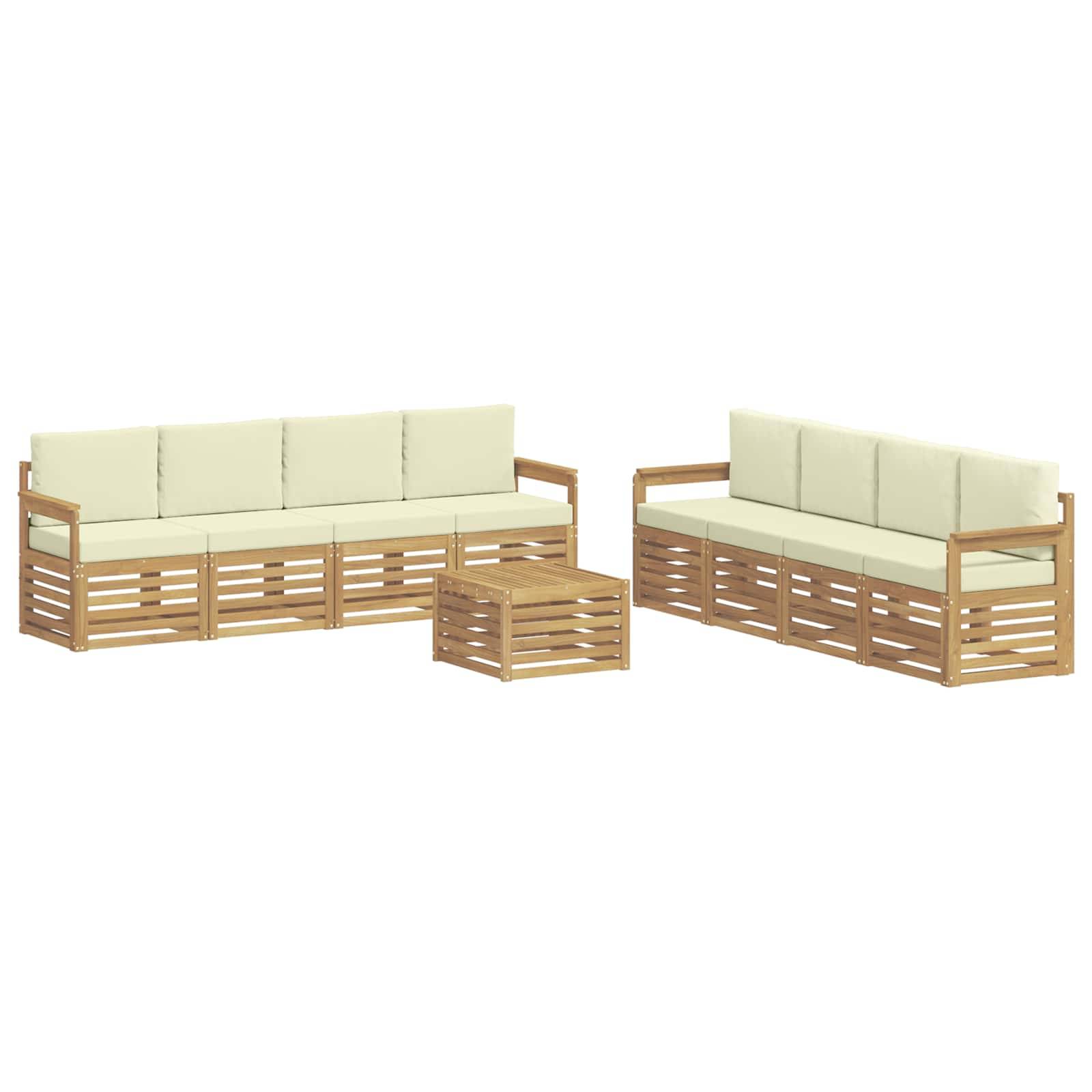 vidaXL Outdoor-Sofagarnitur 9 pcs Weiß und Creme 59 x 59 x 37 cm