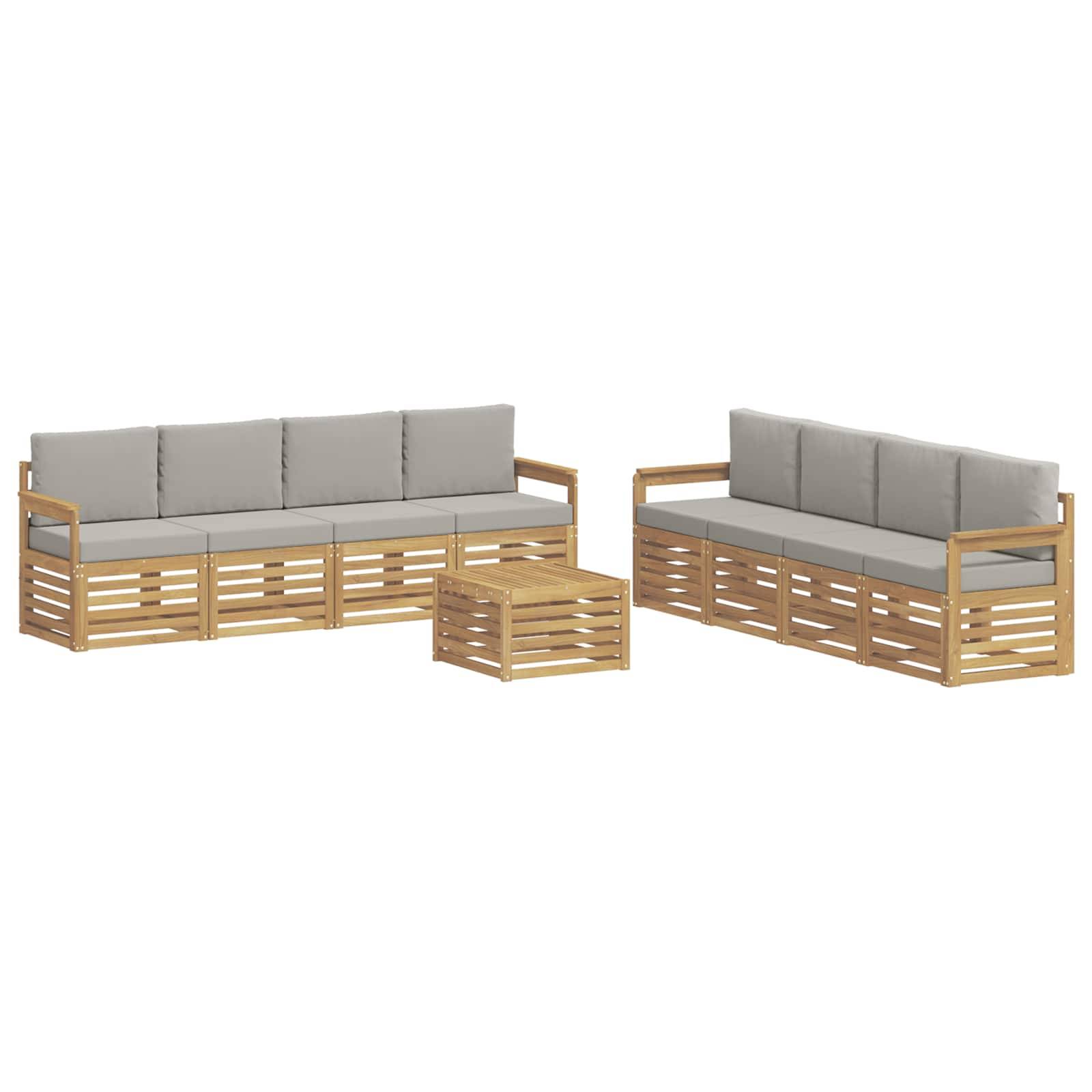 vidaXL Outdoor-Sofagarnitur 9 pcs Weiß und Hellgrau 59 x 59 x 37 cm