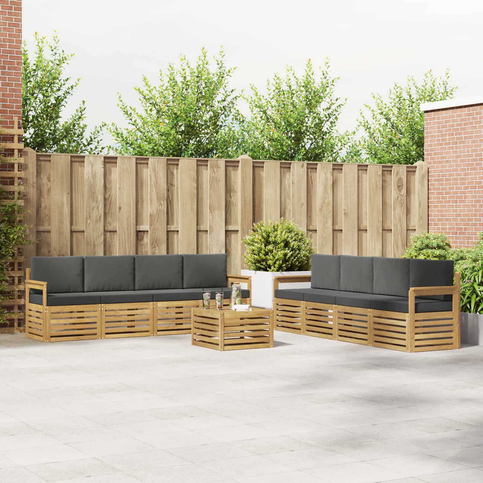 vidaXL Outdoor-Sofagarnitur 9 pcs Weiß und Anthrazit 59 x 59 x 37 cm