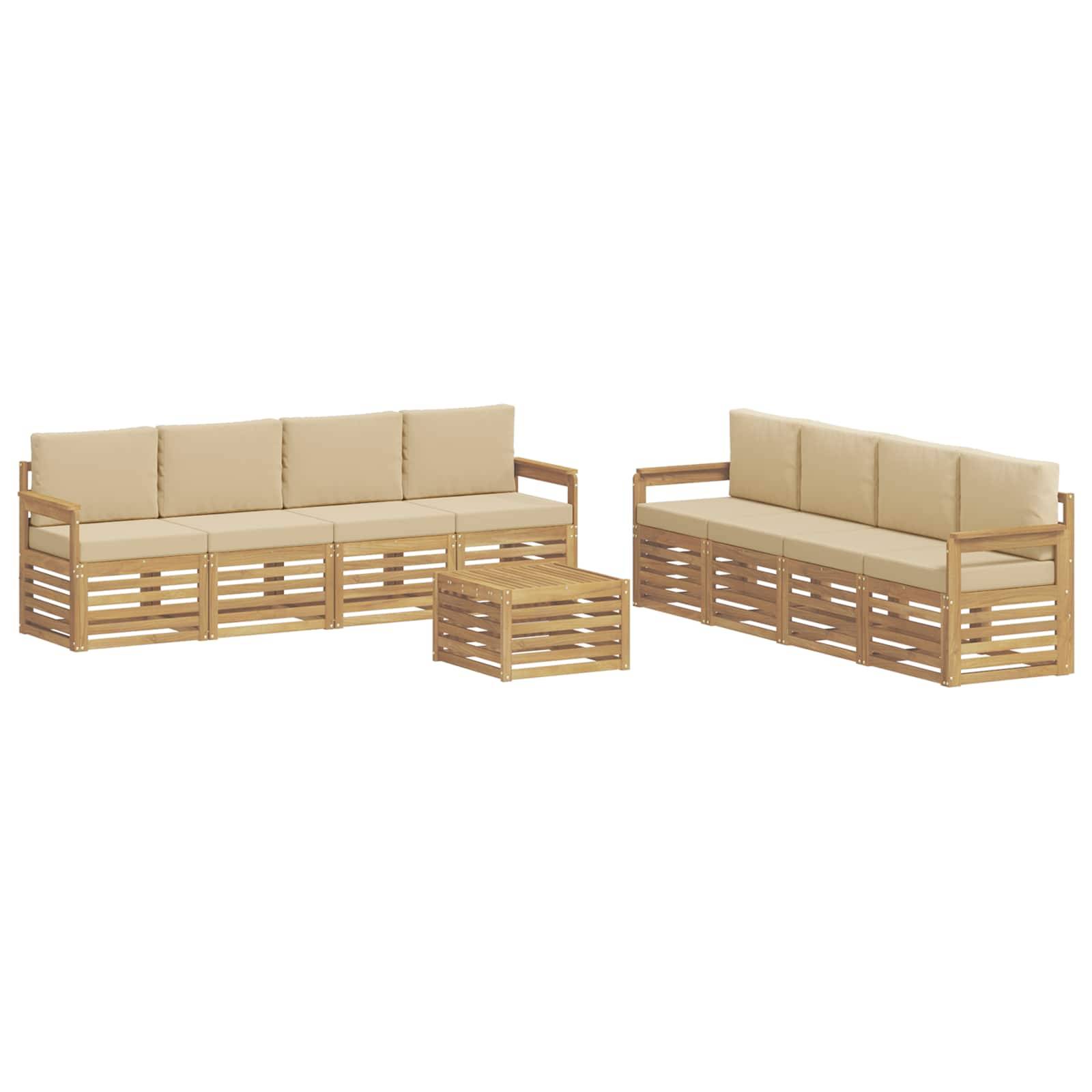 vidaXL Outdoor-Sofagarnitur 9 pcs Weiß und Beige 59 x 59 x 37 cm