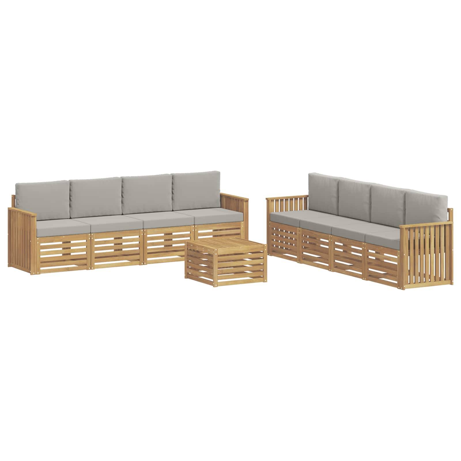 vidaXL Sofagarnituren 9 pcs Weiß und Hellgrau 59 x 59 x 37 cm