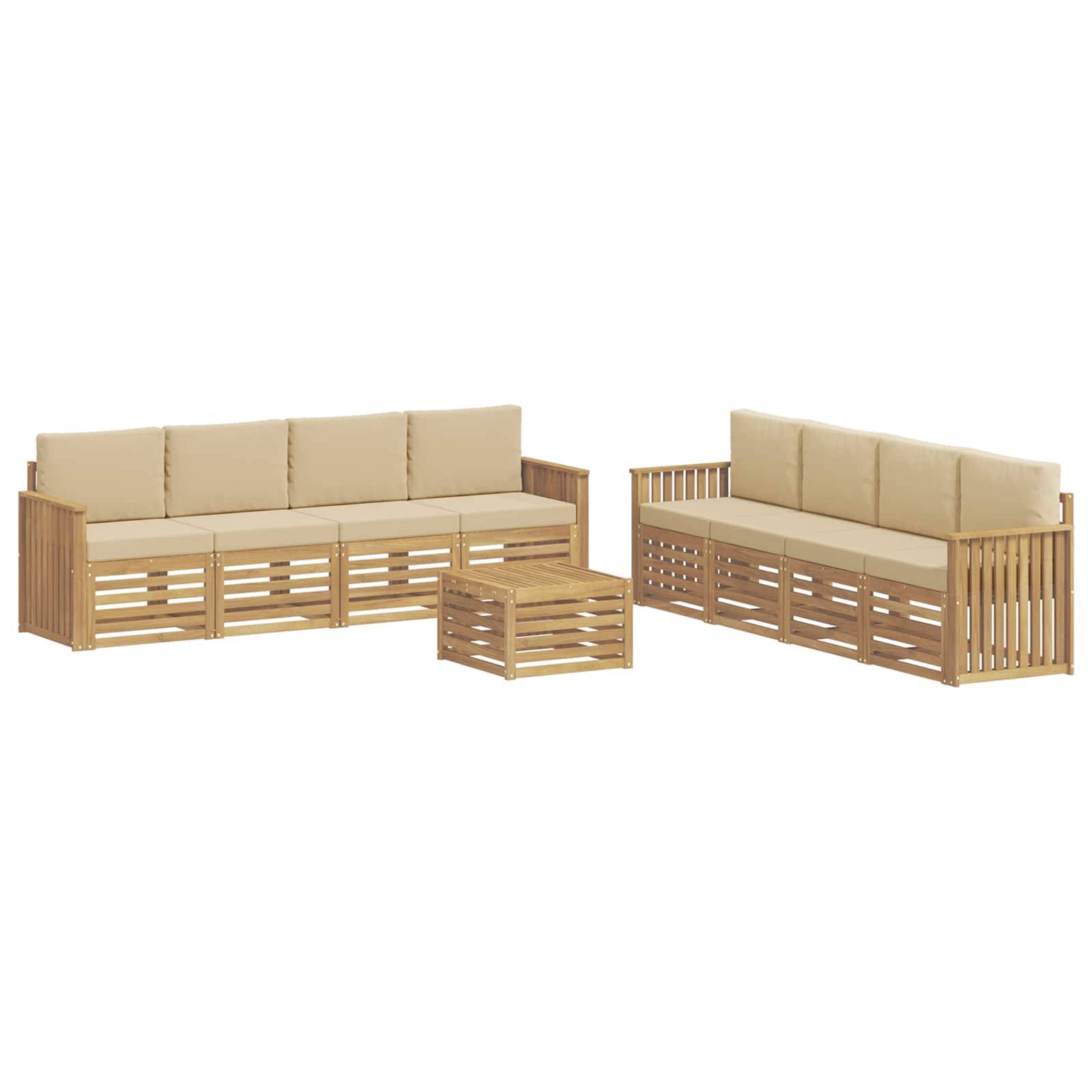 vidaXL Sofagarnituren 9 pcs Weiß und Beige 59 x 59 x 37 cm Polyester