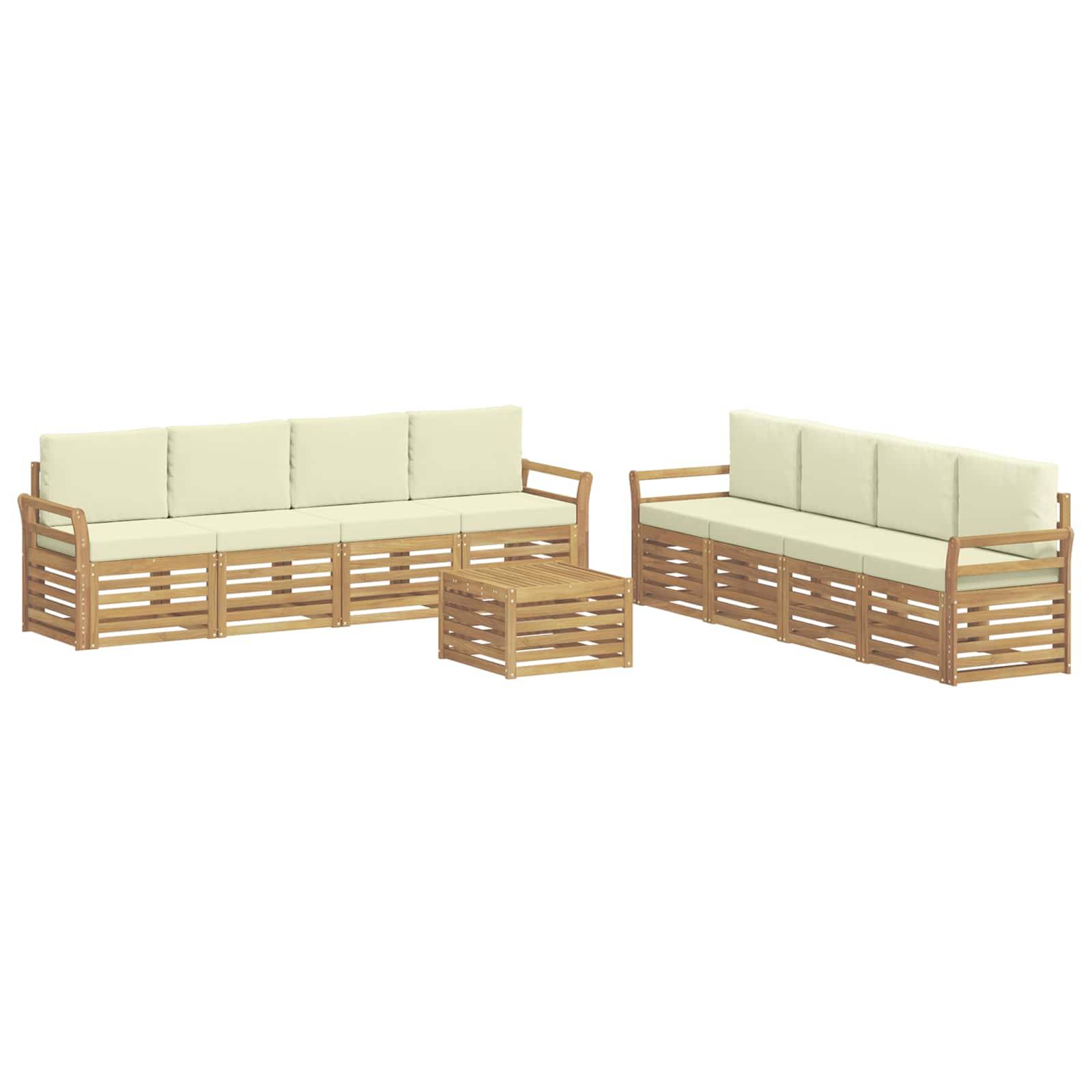 vidaXL Sofagarnituren 9 pcs Weiß und Creme 59 x 59 x 37 cm Polyester