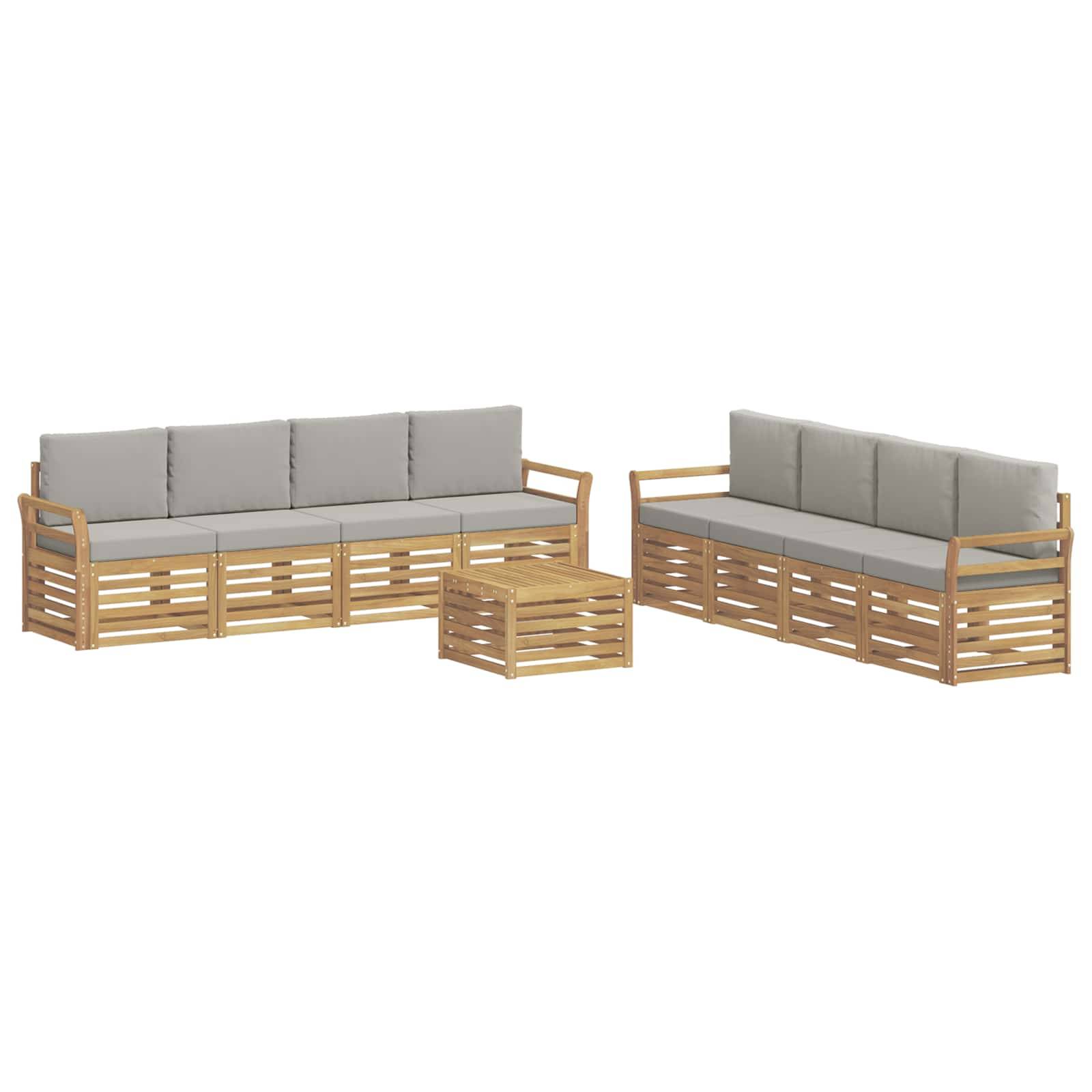 vidaXL Sofagarnituren 9 pcs Weiß und Hellgrau 59 x 59 x 37 cm