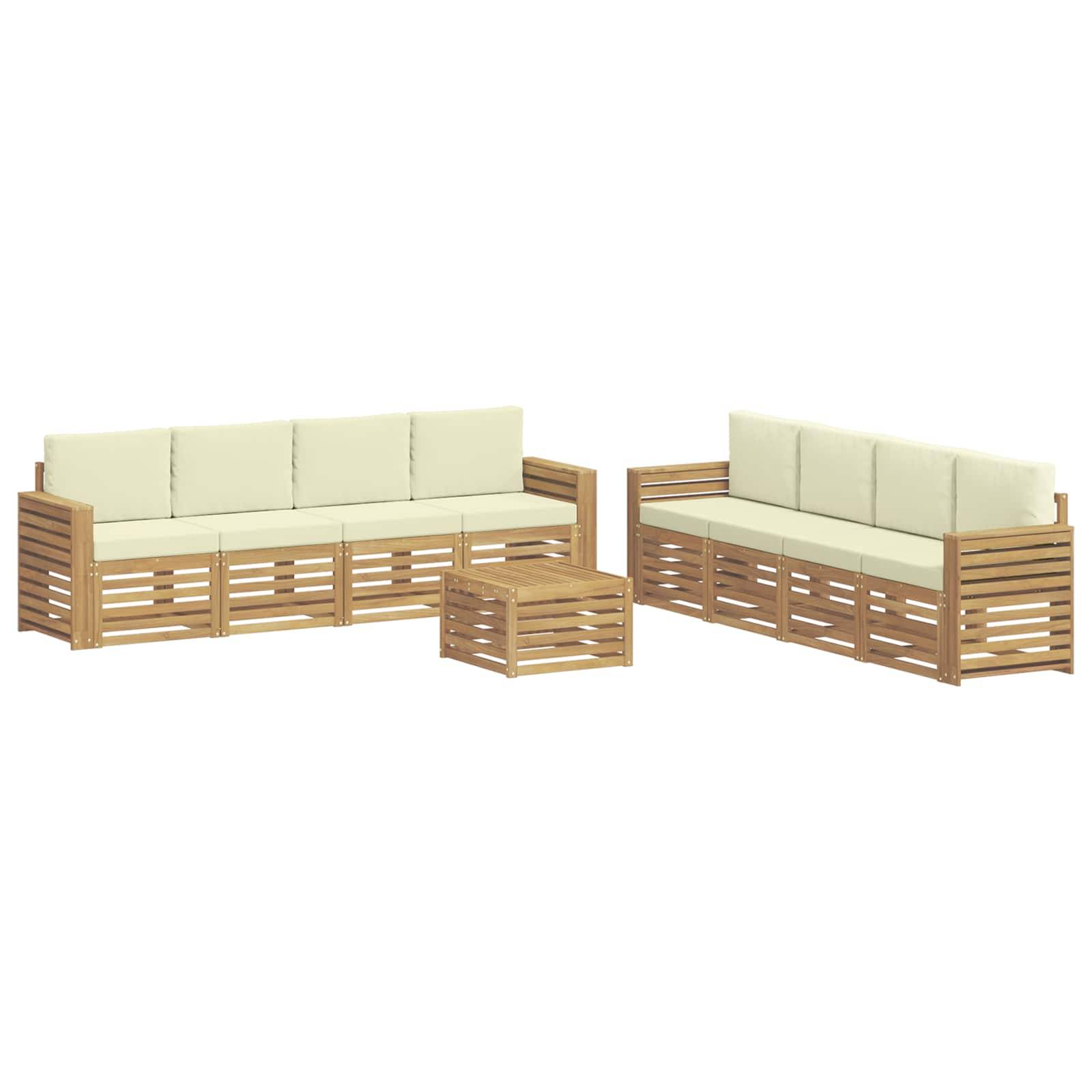 vidaXL Sofagarnituren 9 pcs Weiß und Creme 59 x 59 x 37 cm Polyester