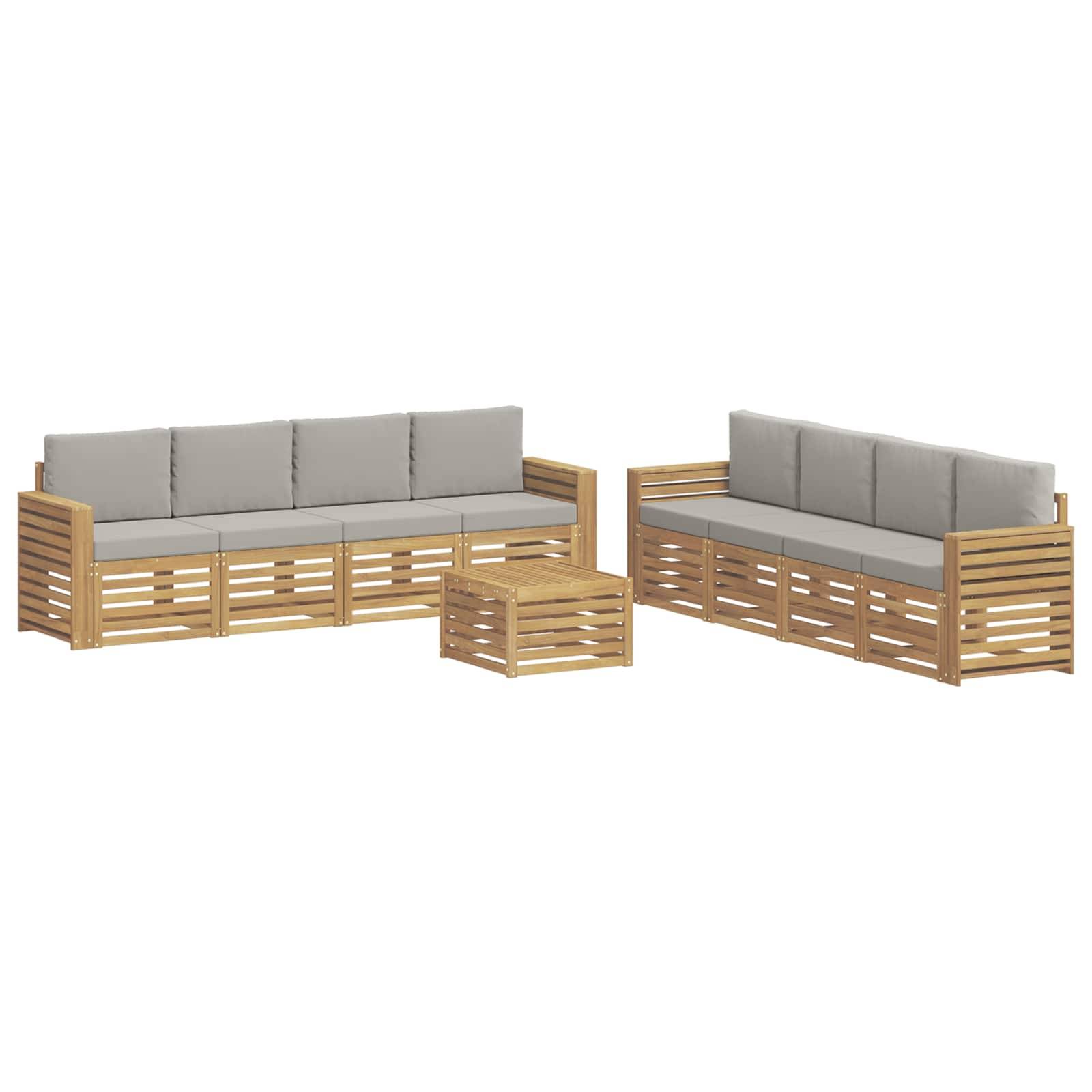 vidaXL Sofagarnituren 9 pcs Weiß und Hellgrau 59 x 59 x 37 cm