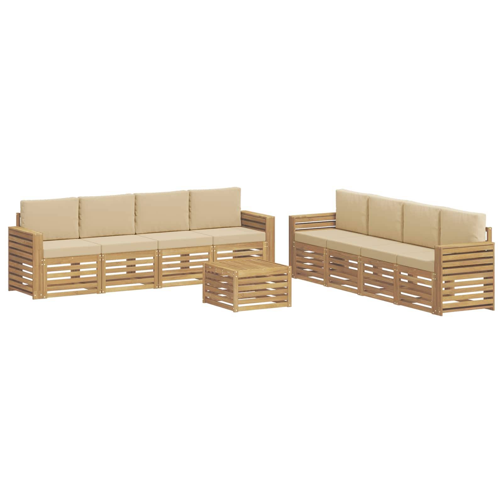 vidaXL Sofagarnituren 9 pcs Weiß und Beige 59 x 59 x 37 cm Polyester