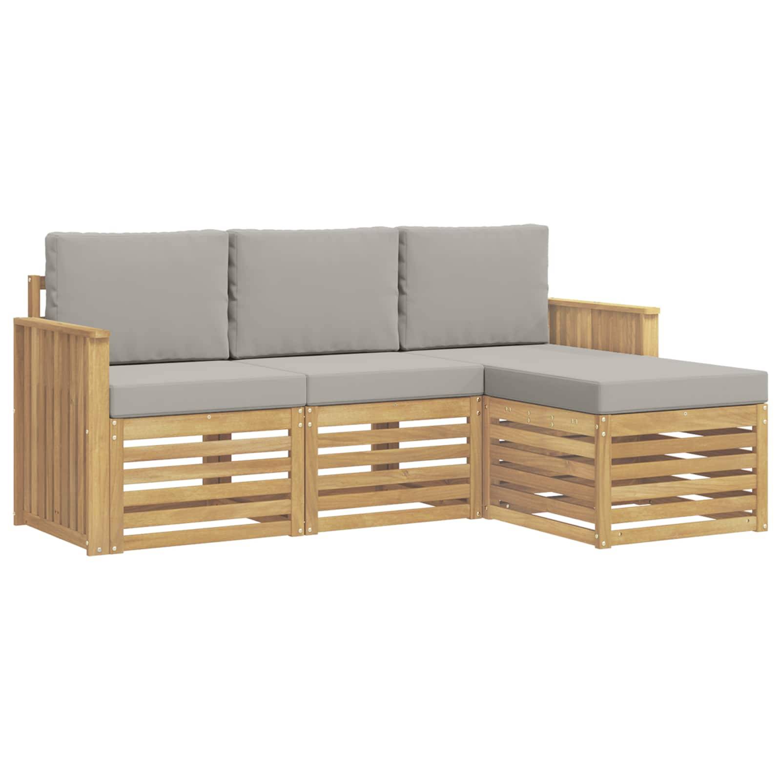 vidaXL Outdoor-Sofagarnitur 4 pcs Weiß und Hellgrau