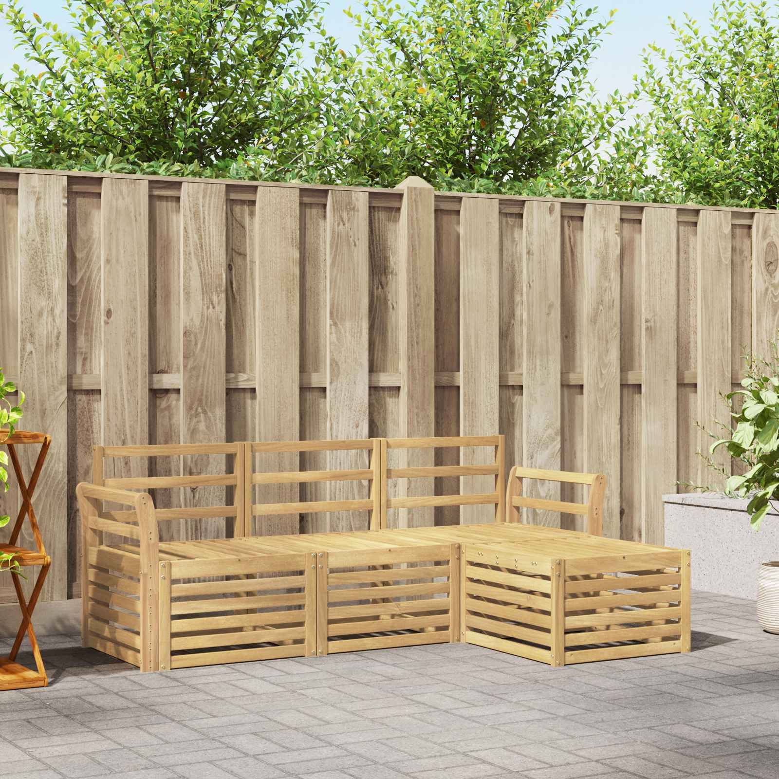 vidaXL Outdoor-Sofagarnitur 4 pcs Weiß 193,5 x 122,5 x 73 cm
