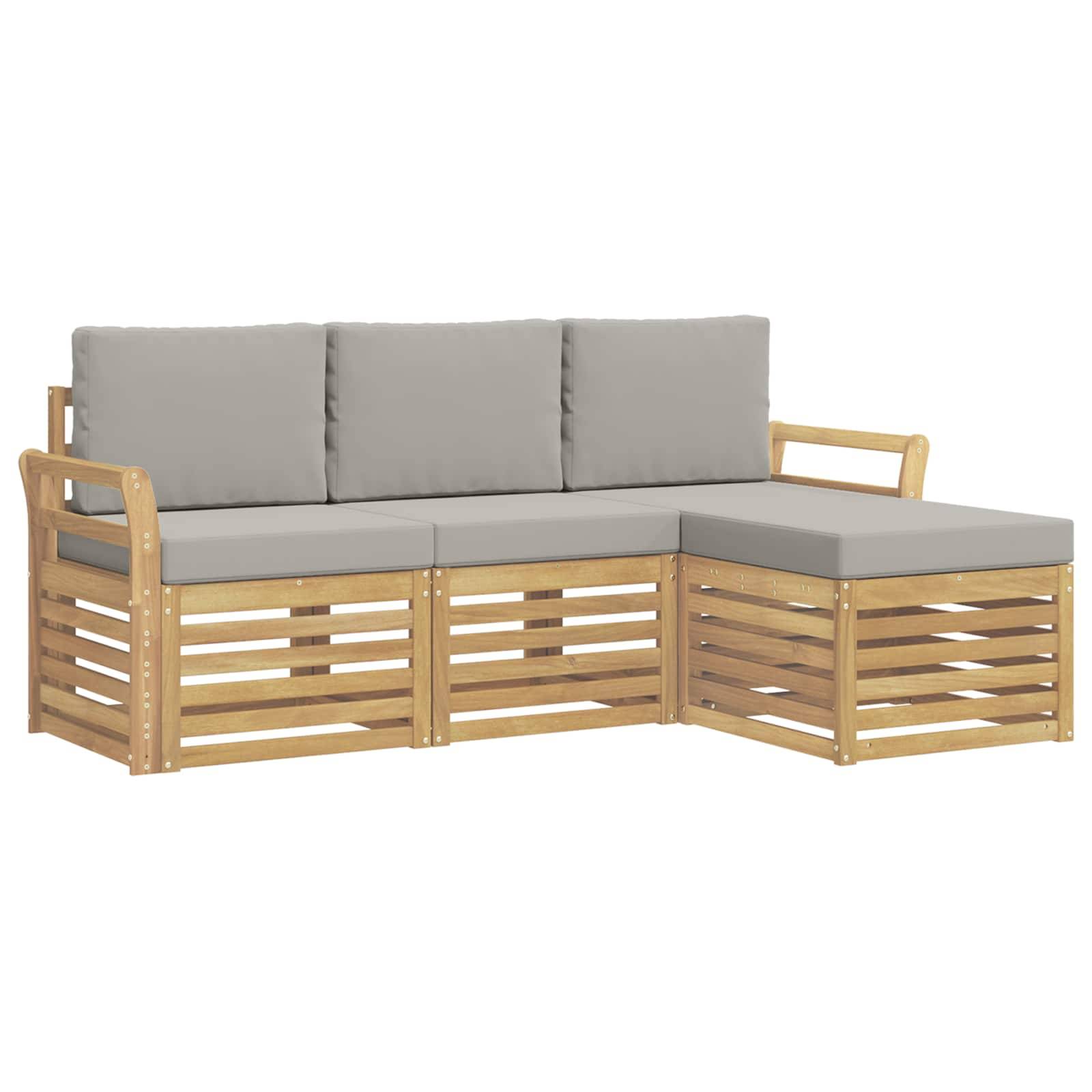 vidaXL Outdoor-Sofagarnitur 4 pcs Weiß und Hellgrau