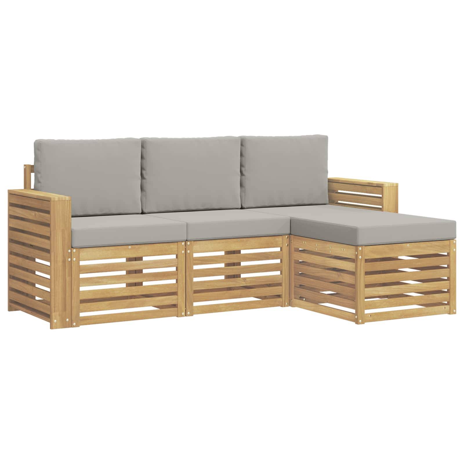 vidaXL Outdoor-Sofagarnitur 4 pcs Weiß und Hellgrau