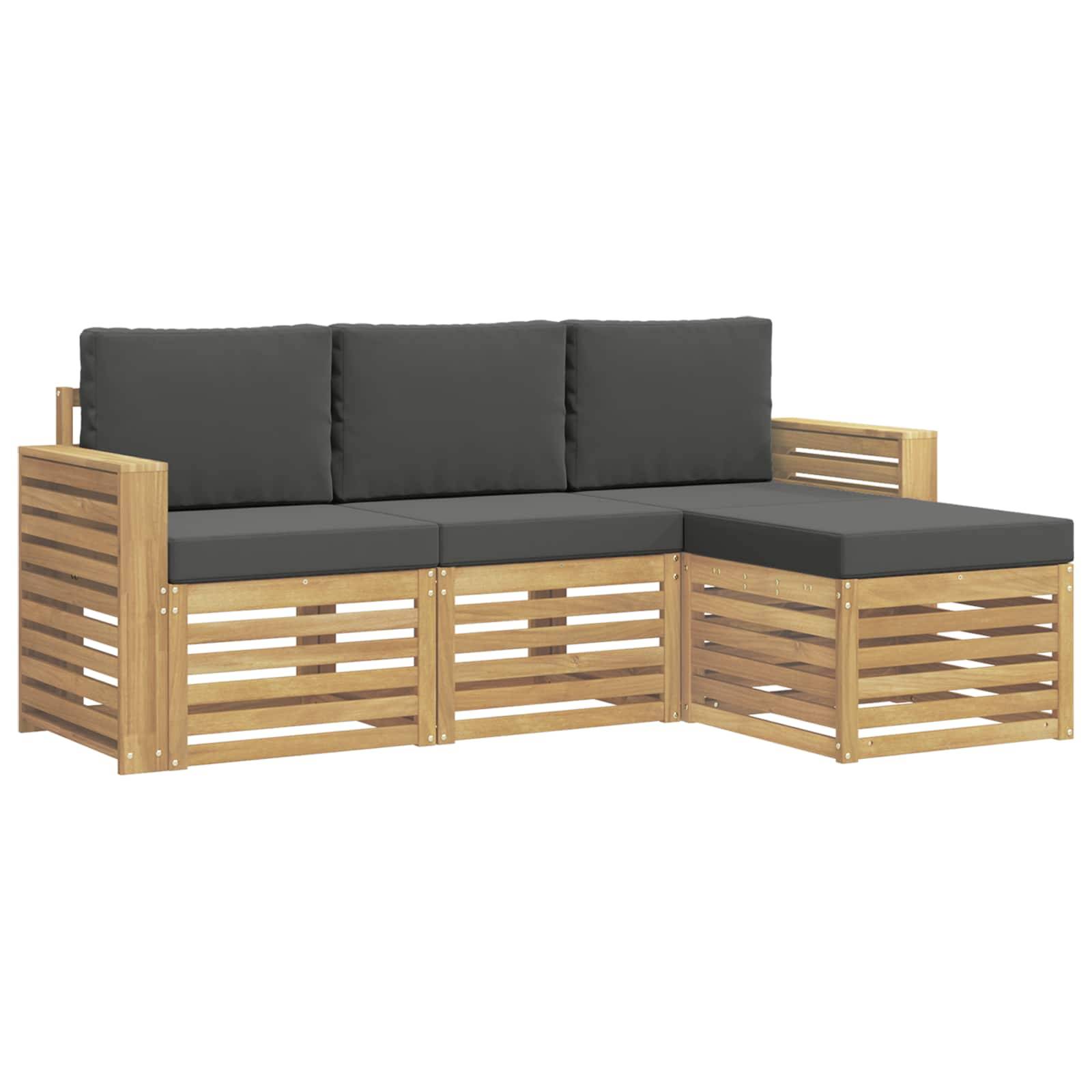 vidaXL Outdoor-Sofagarnitur 4 pcs Weiß und Anthrazit