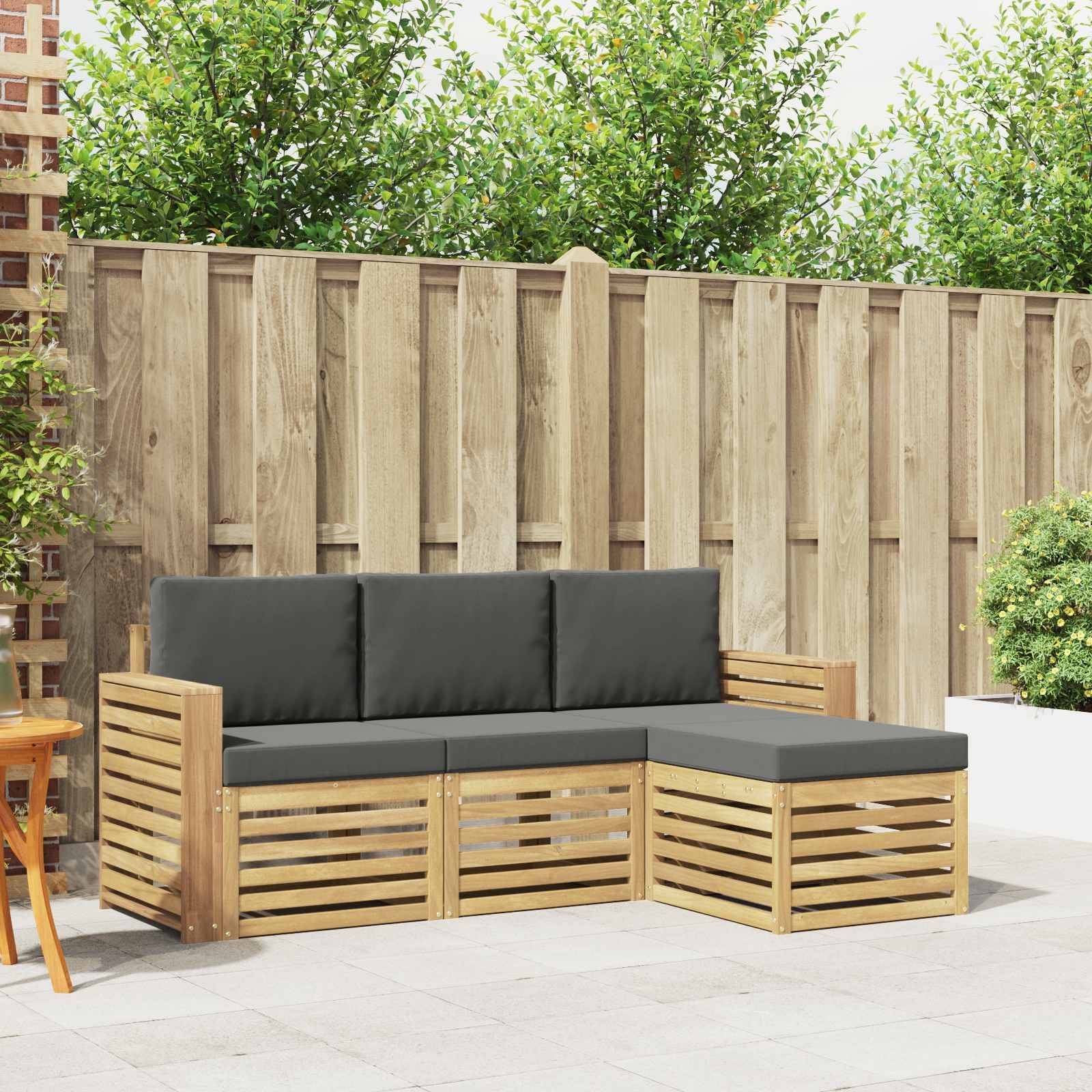 vidaXL Outdoor-Sofagarnitur 4 pcs Weiß und Anthrazit