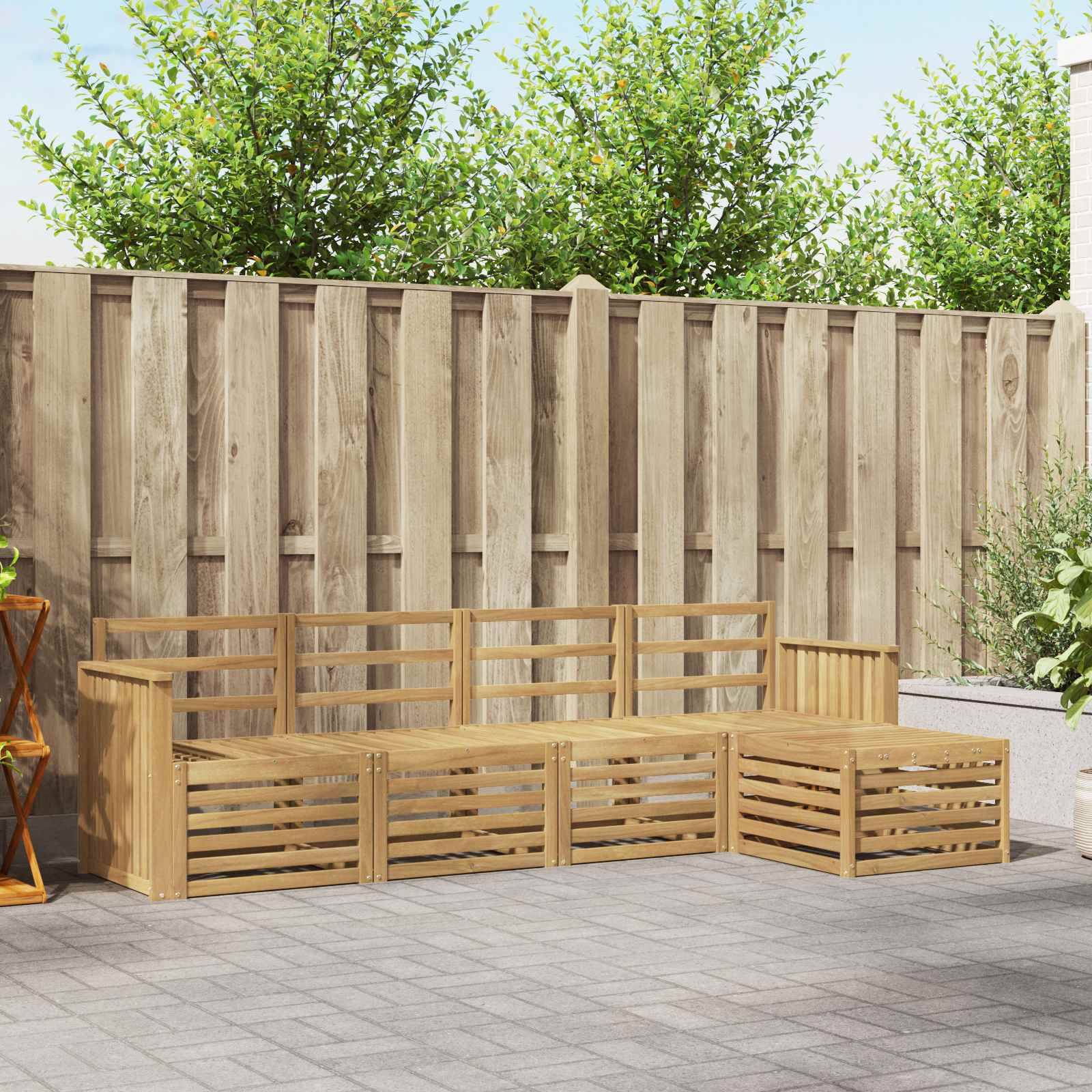 vidaXL Outdoor-Sofagarnitur 5 pcs Weiß 249 x 122,5 x 73 cm
