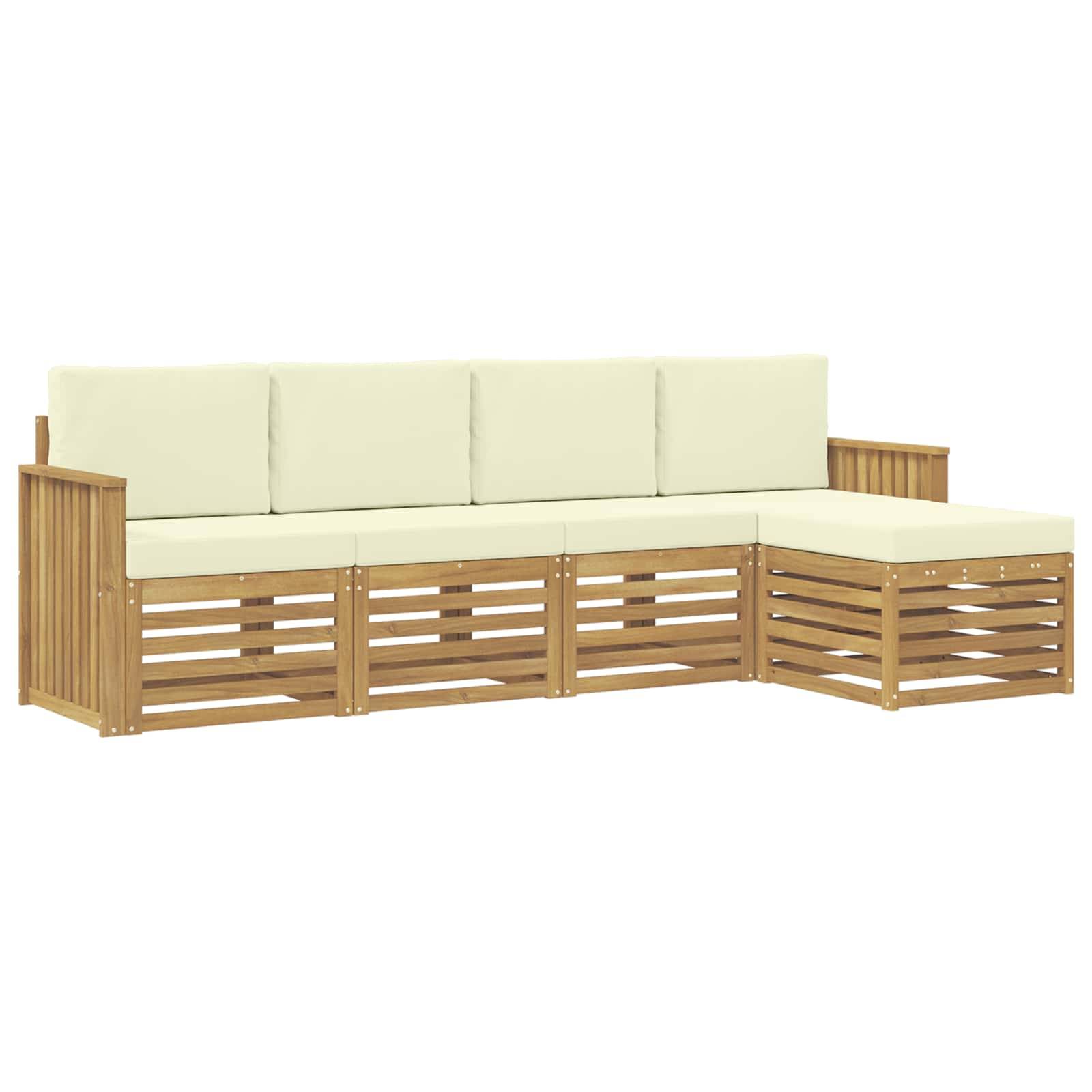 vidaXL Outdoor-Sofagarnitur 5 pcs Weiß und Creme 249 x 122,5 x 73 cm
