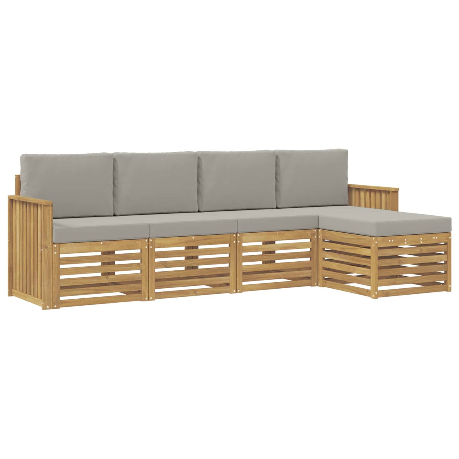 vidaXL Outdoor-Sofagarnitur 5 pcs Weiß und Hellgrau