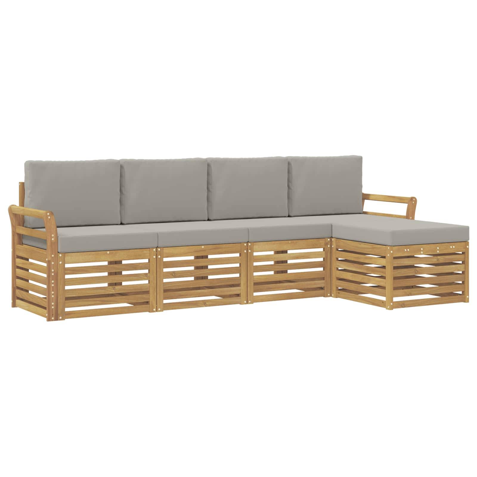 vidaXL Outdoor-Sofagarnitur 5 pcs Weiß und Hellgrau