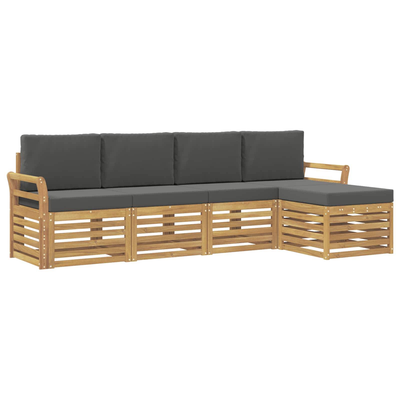 vidaXL Outdoor-Sofagarnitur 5 pcs Weiß und Anthrazit